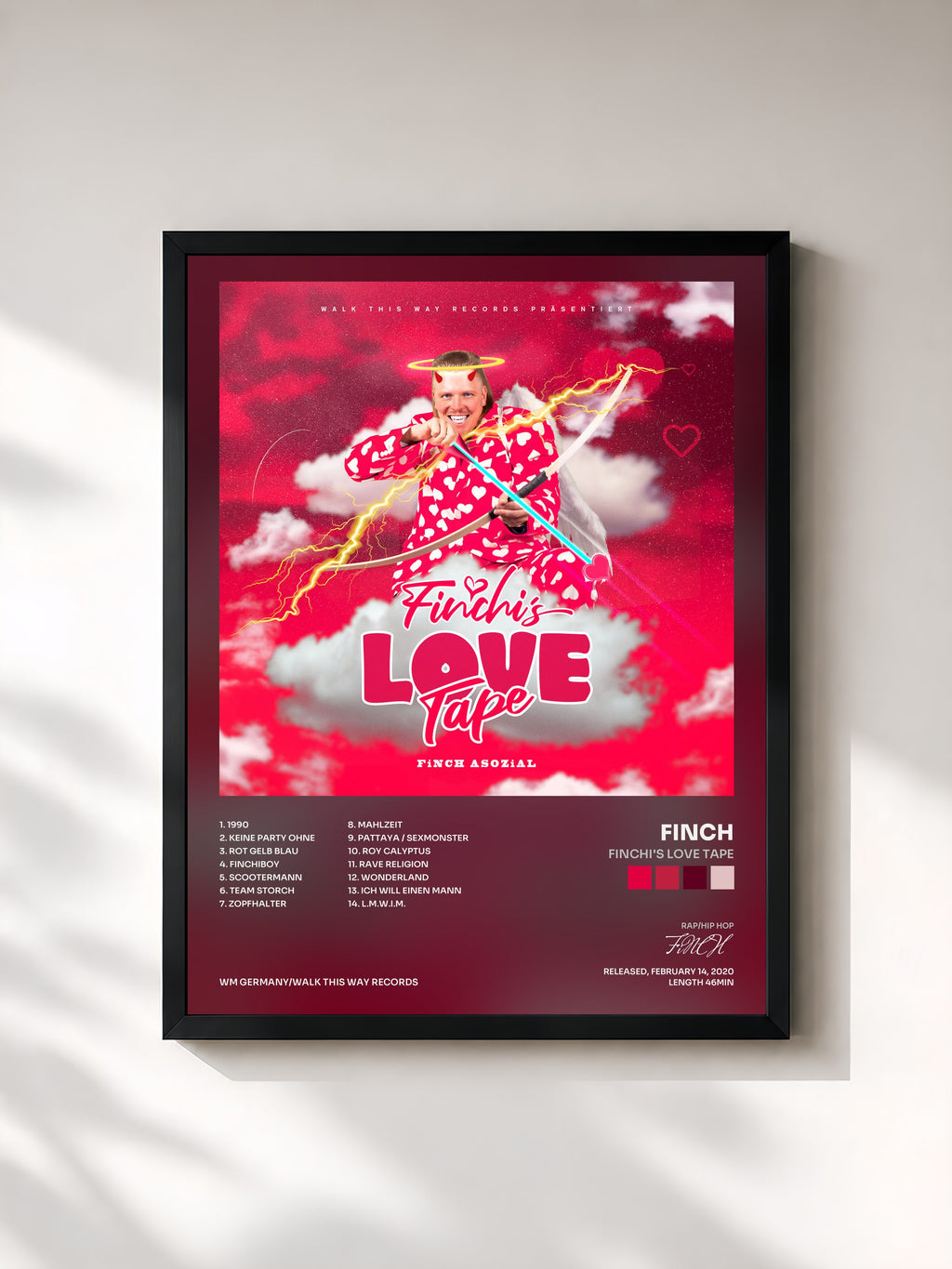 #noir Tableau de l'album Finchi's Love Tape de FiNCH, cadre noir, imprimé et encadré en France
