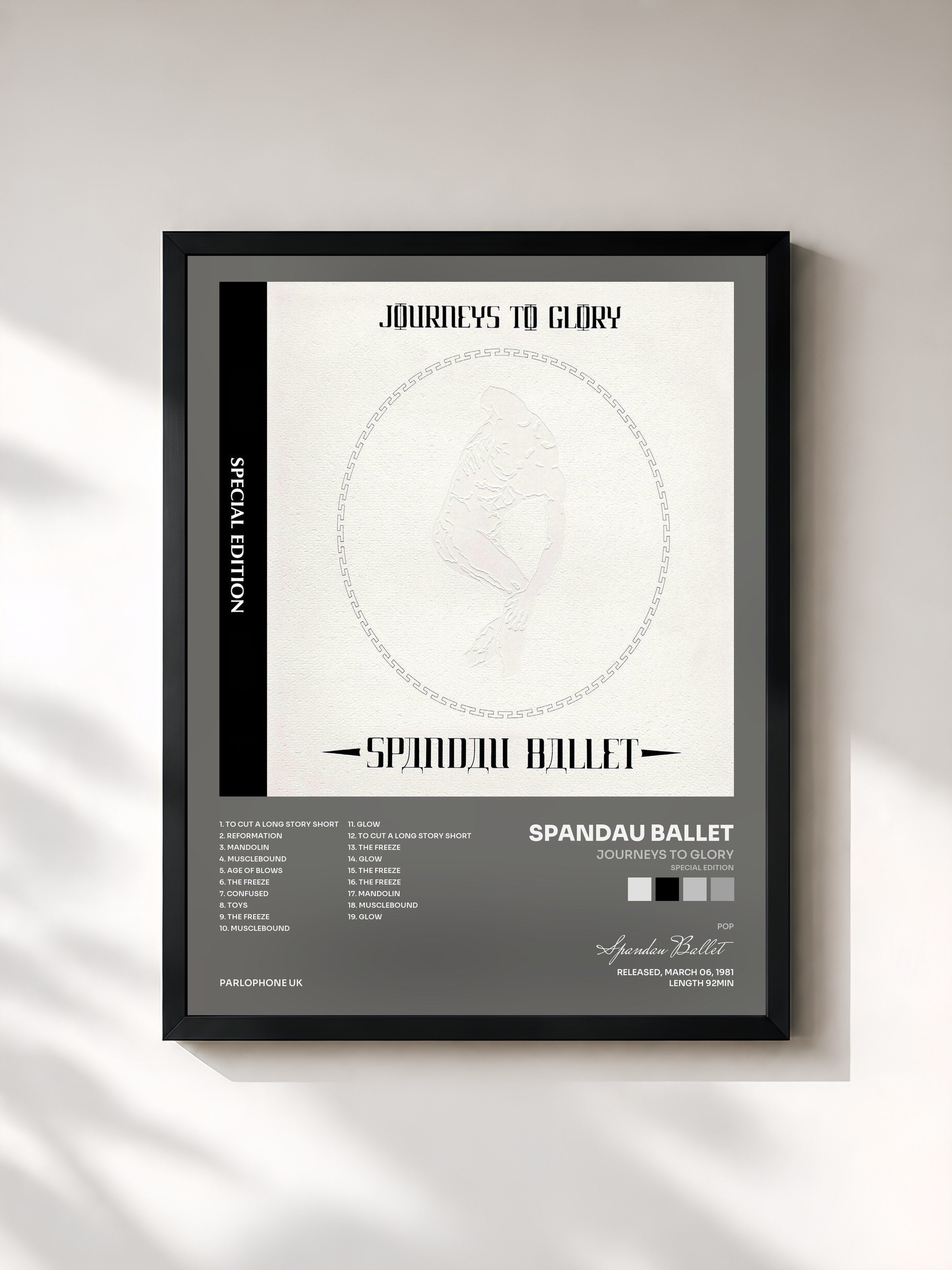 #noir Tableau de l'album Journeys to Glory (Special Edition) de Spandau Ballet, cadre noir, imprimé et encadré en France