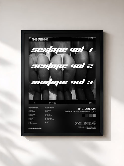 THE-DREAM · Ménage à Trois: Sextape Vol. 1, 2, 3 — Affiche encadrée