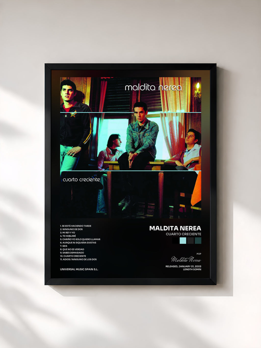 #noir Tableau de l'album Cuarto Creciente de Maldita Nerea, cadre noir, imprimé et encadré en France