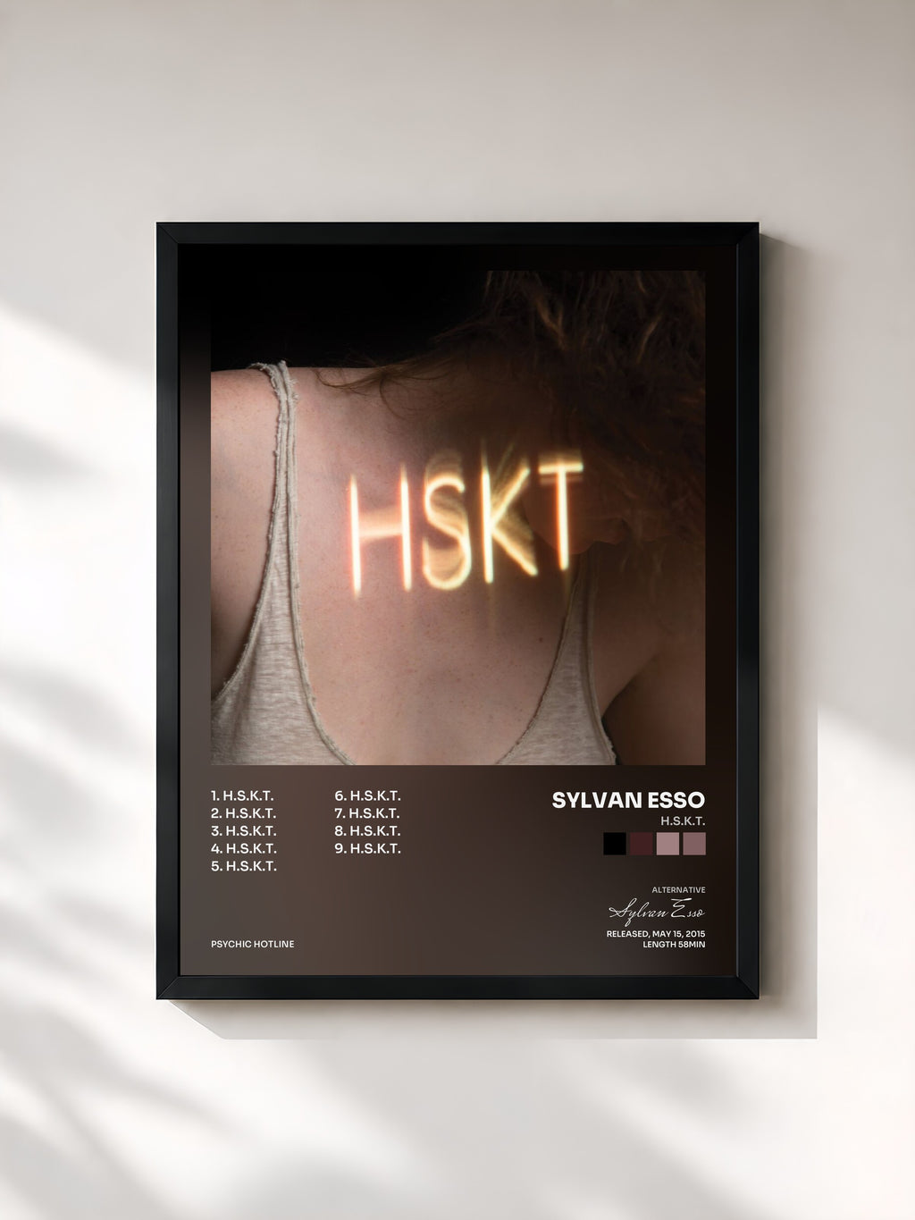 #noir Tableau de l'album H.S.K.T. de Sylvan Esso, cadre noir, imprimé et encadré en France