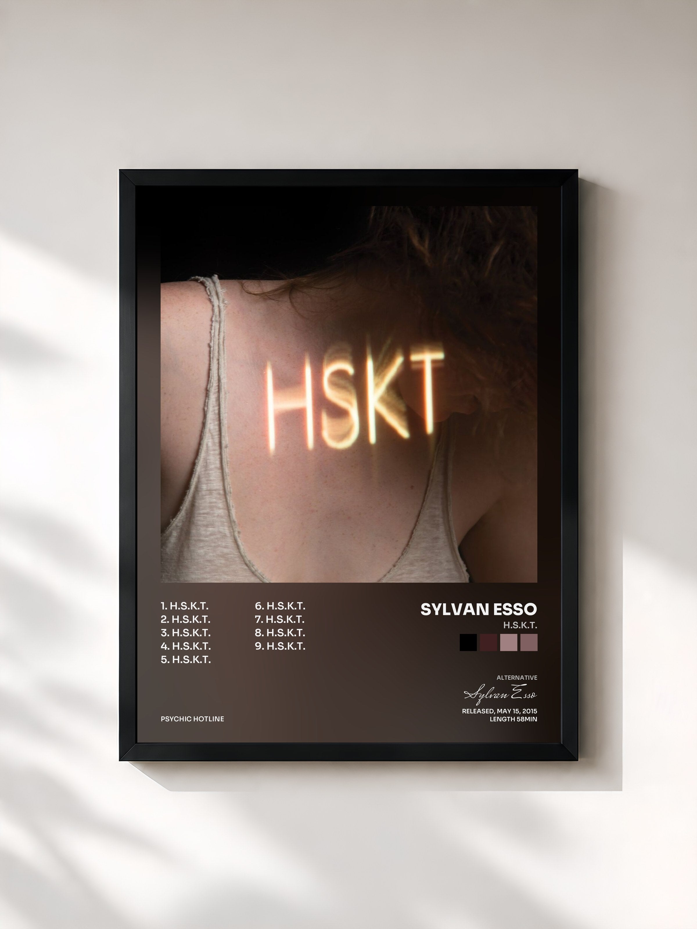#noir Tableau de l'album H.S.K.T. de Sylvan Esso, cadre noir, imprimé et encadré en France