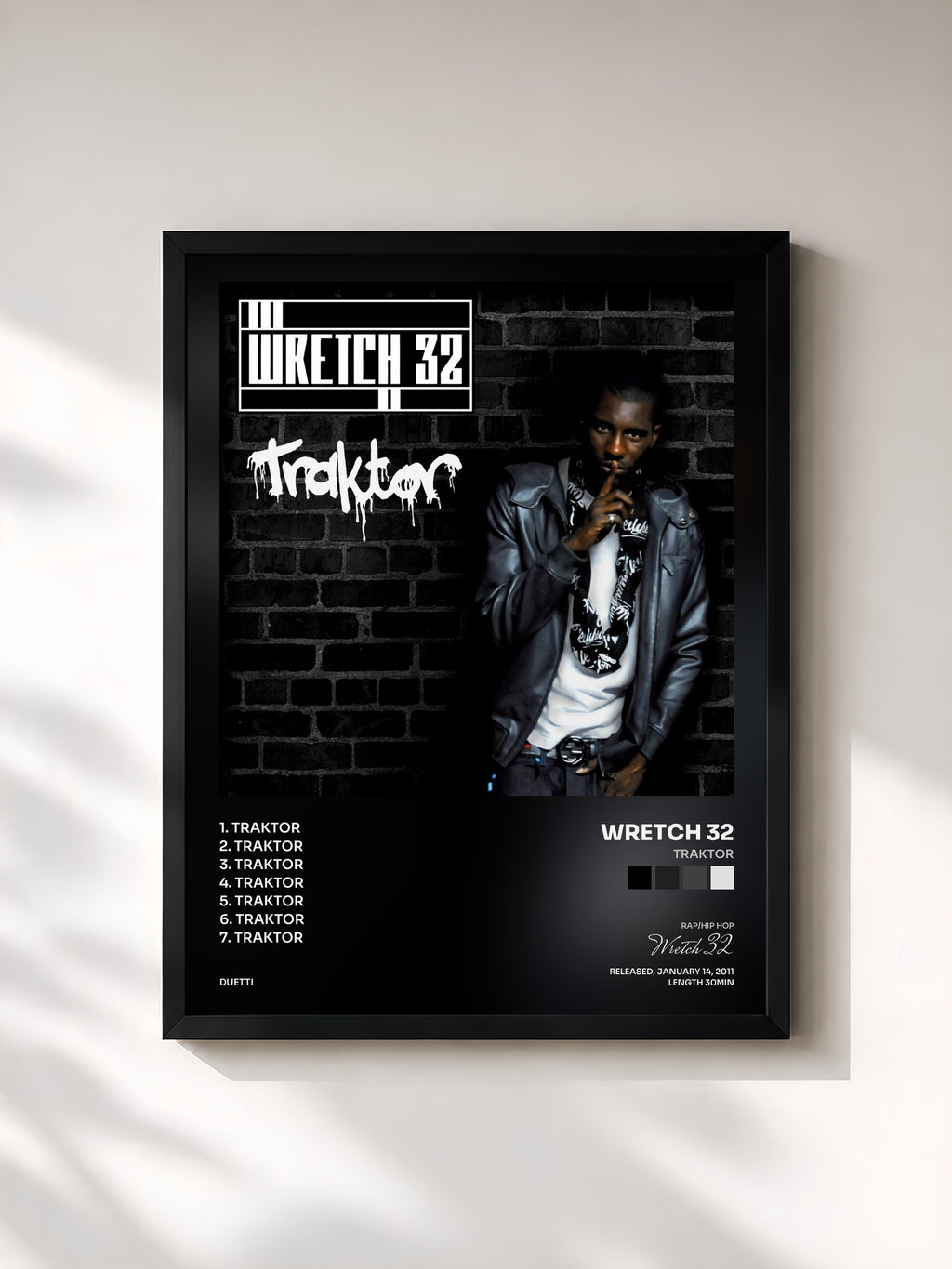 #noir Tableau de l'album Traktor de Wretch 32, cadre noir, imprimé et encadré en France