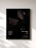 #noir Tableau de l'album Kerber (Remixes) de Yann Tiersen, cadre noir, imprimé et encadré en France