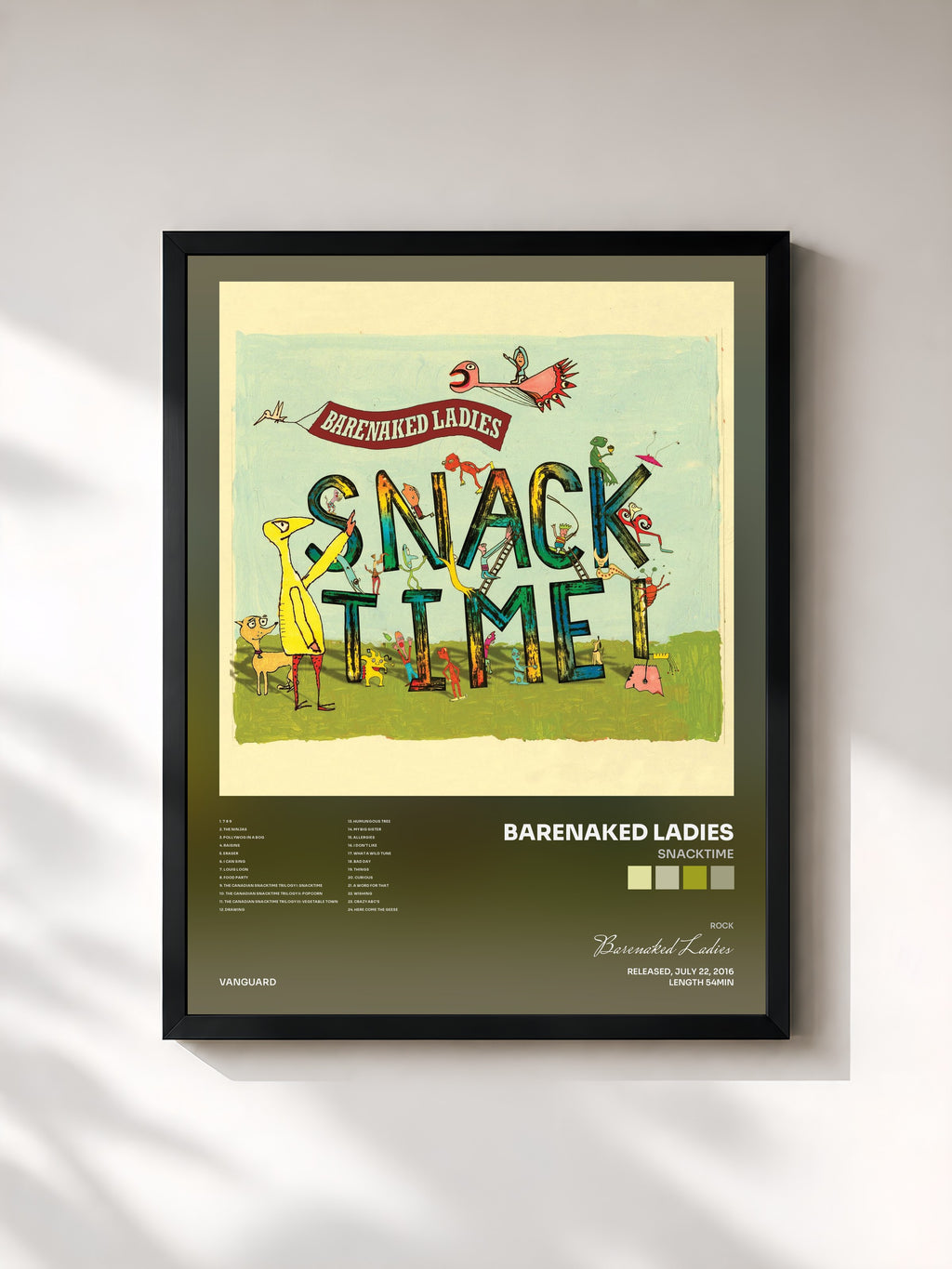 #noir Tableau de l'album Snacktime de Barenaked Ladies, cadre noir, imprimé et encadré en France