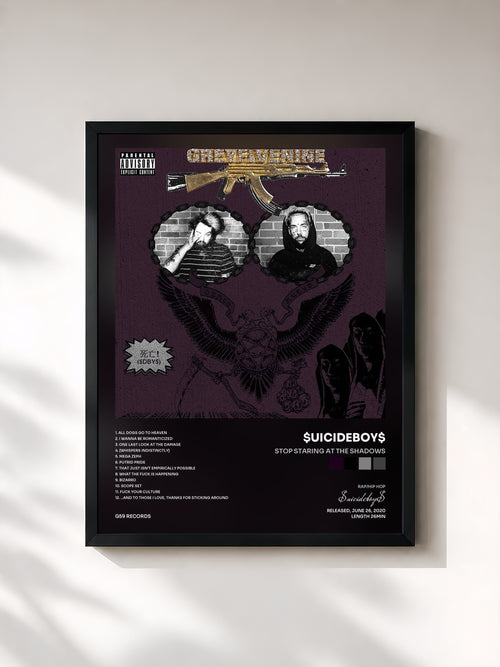 #noir Stop Staring At the Shadows di $uicideboy$ in stampa incorniciata, cornice nera, stampata e incorniciata in Francia