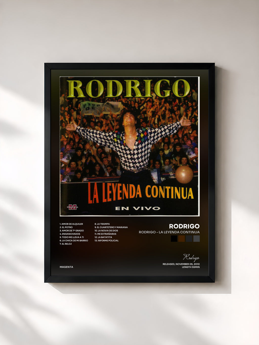 #noir Tableau de l'album Rodrigo - La leyenda continua de Rodrigo, cadre noir, imprimé et encadré en France