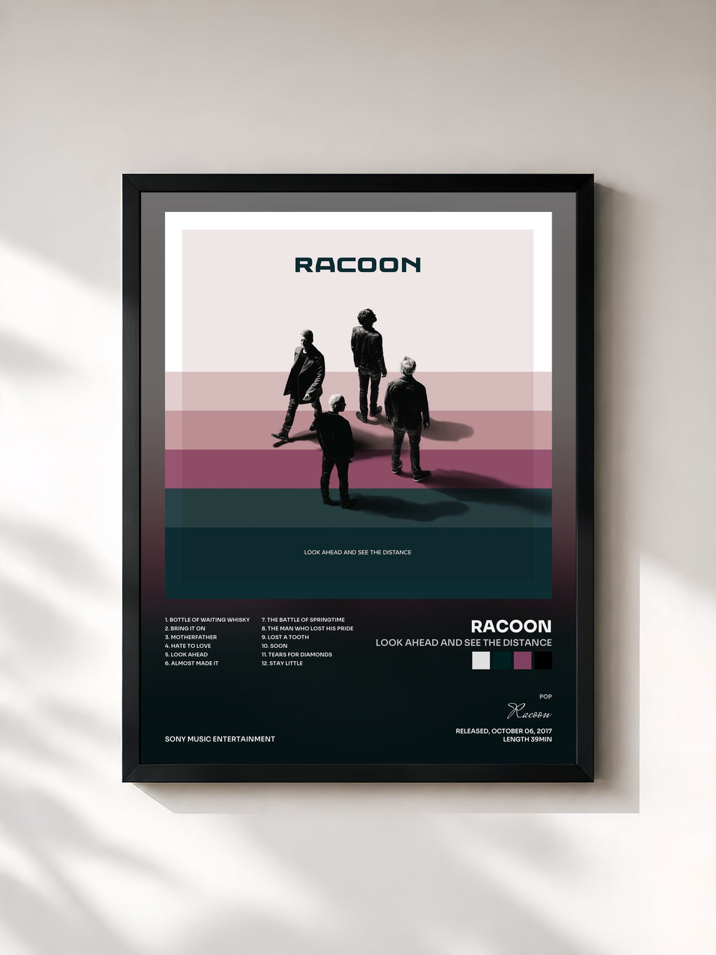#noir Tableau de l'album Look Ahead And See The Distance de Racoon, cadre noir, imprimé et encadré en France