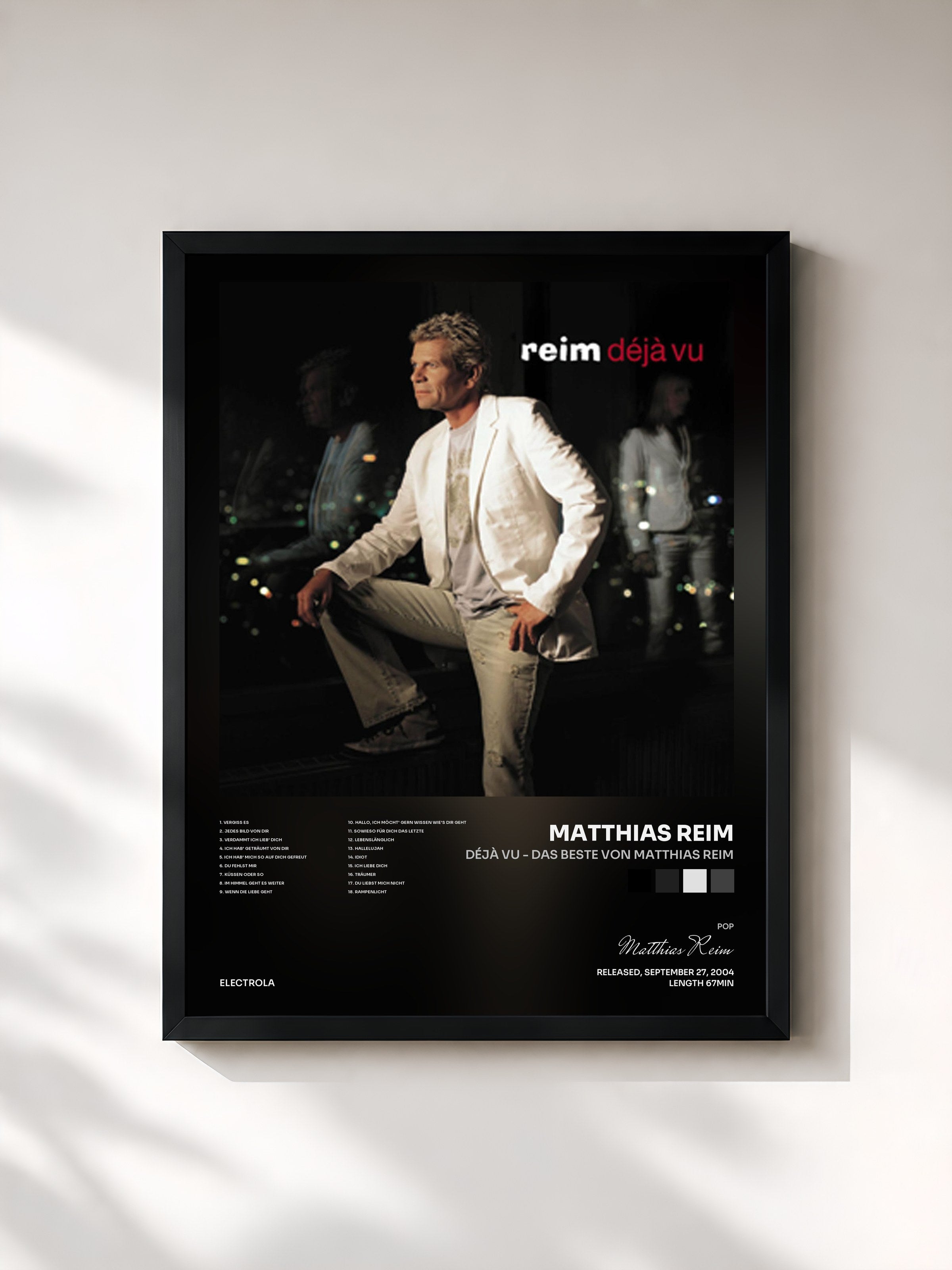 #noir Tableau de l'album Déjà Vu - Das Beste Von Matthias Reim de Matthias Reim, cadre noir, imprimé et encadré en France
