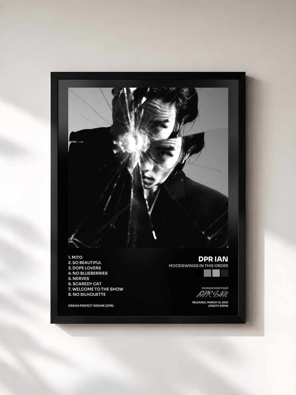#noir Tableau de l'album Moodswings In This Order de DPR IAN, cadre noir, imprimé et encadré en France