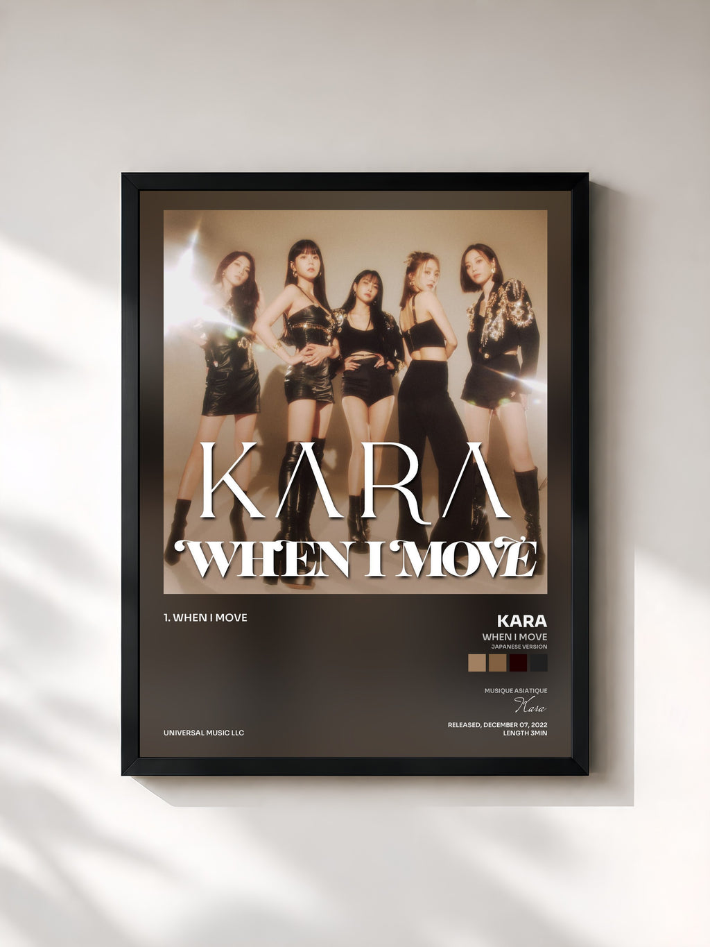 #noir Tableau de l'album WHEN I MOVE (Japanese Version) de Kara, cadre noir, imprimé et encadré en France