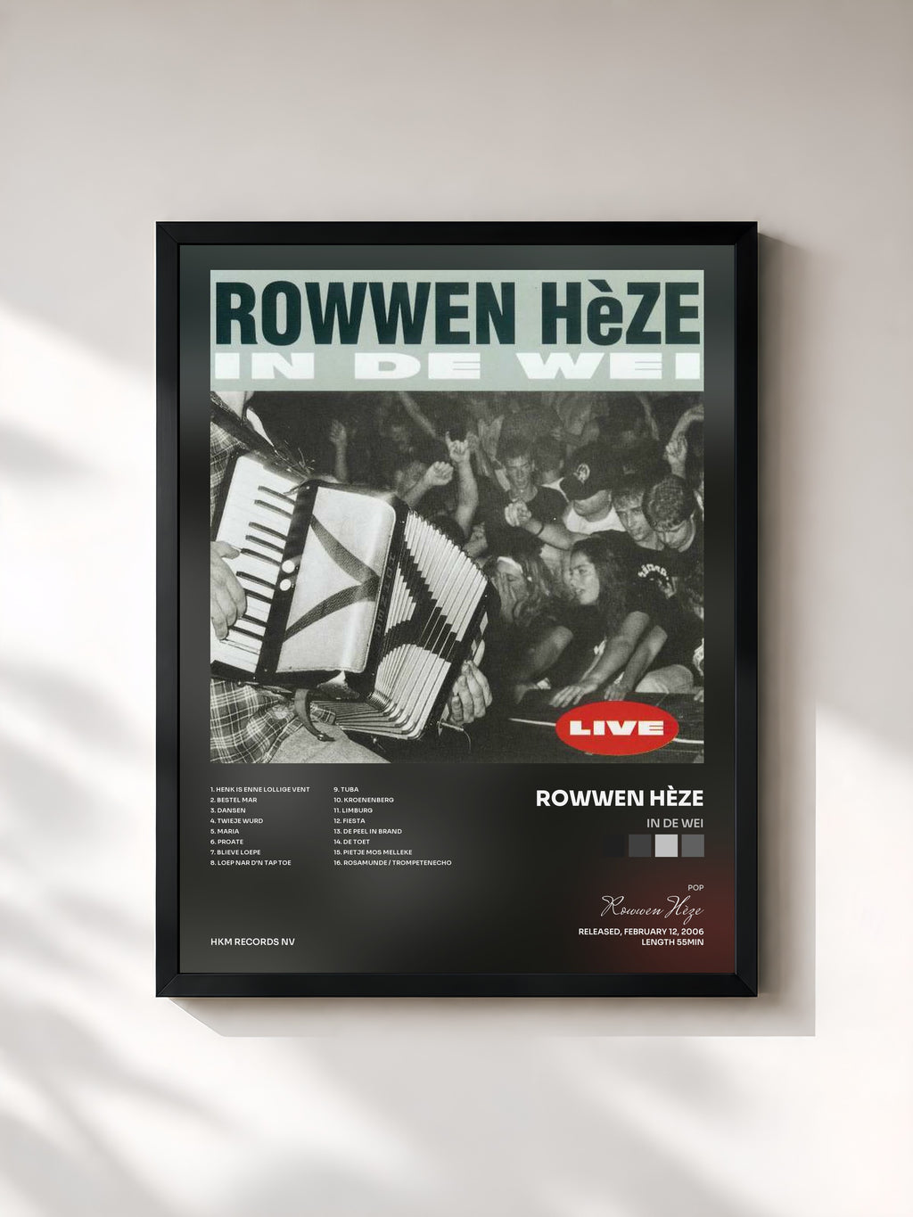 #noir Tableau de l'album In De Wei de Rowwen Hèze, cadre noir, imprimé et encadré en France