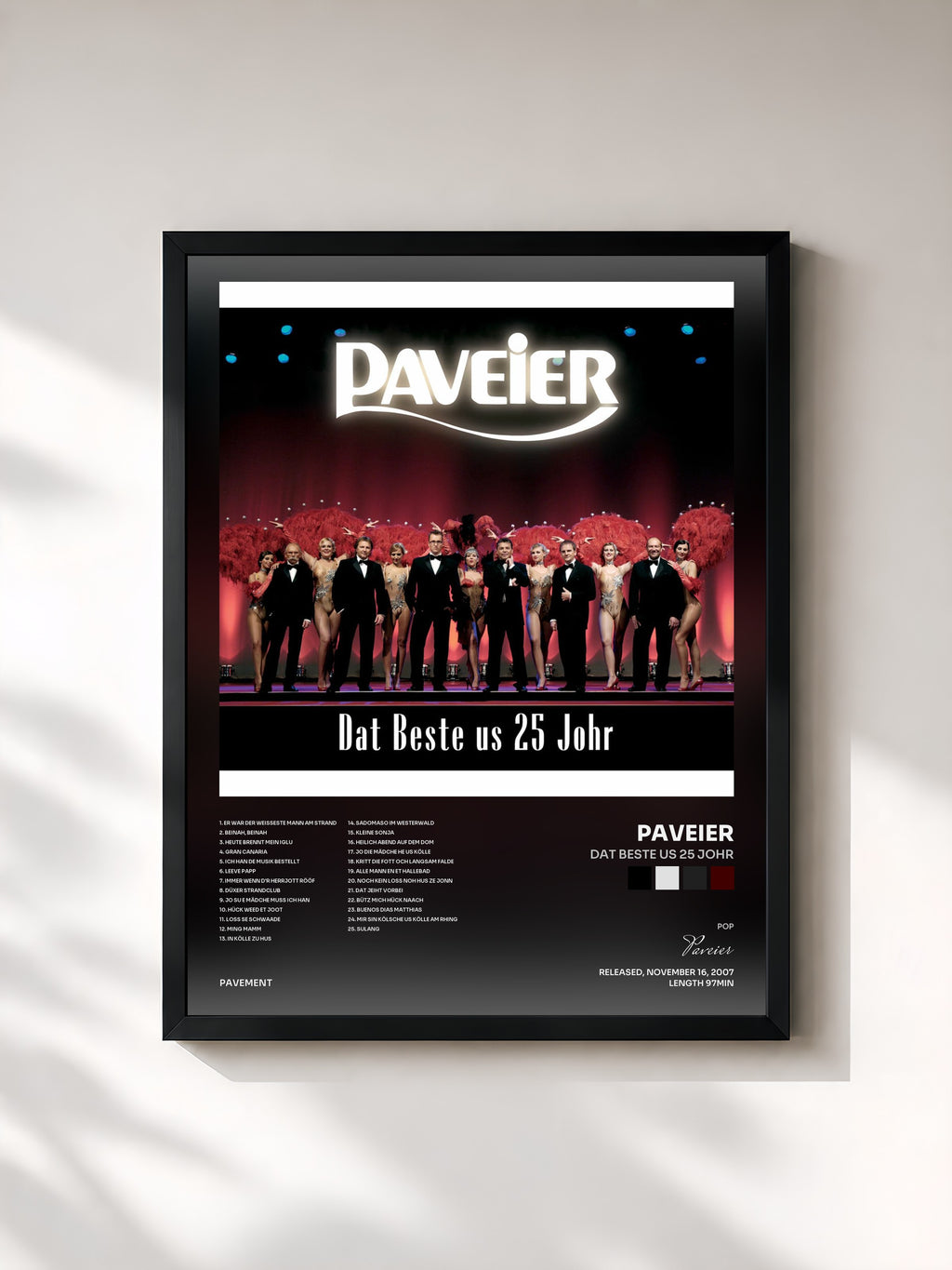 #noir Tableau de l'album Dat Beste us 25 Johr de Paveier, cadre noir, imprimé et encadré en France