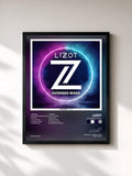 #noir Tableau de l'album Extended Mixes de LIZOT, cadre noir, imprimé et encadré en France