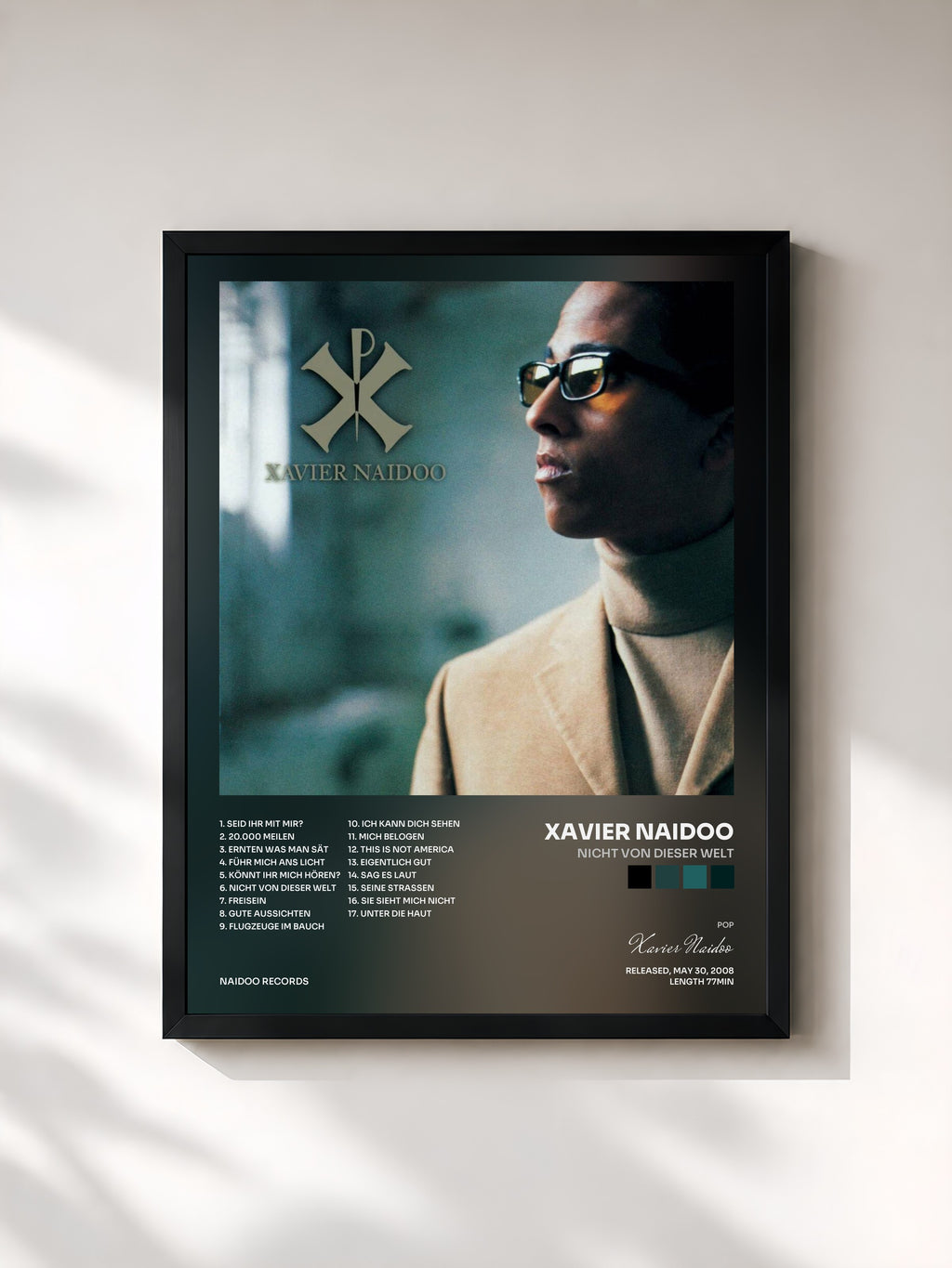 #noir Tableau de l'album Nicht von dieser Welt de Xavier Naidoo, cadre noir, imprimé et encadré en France