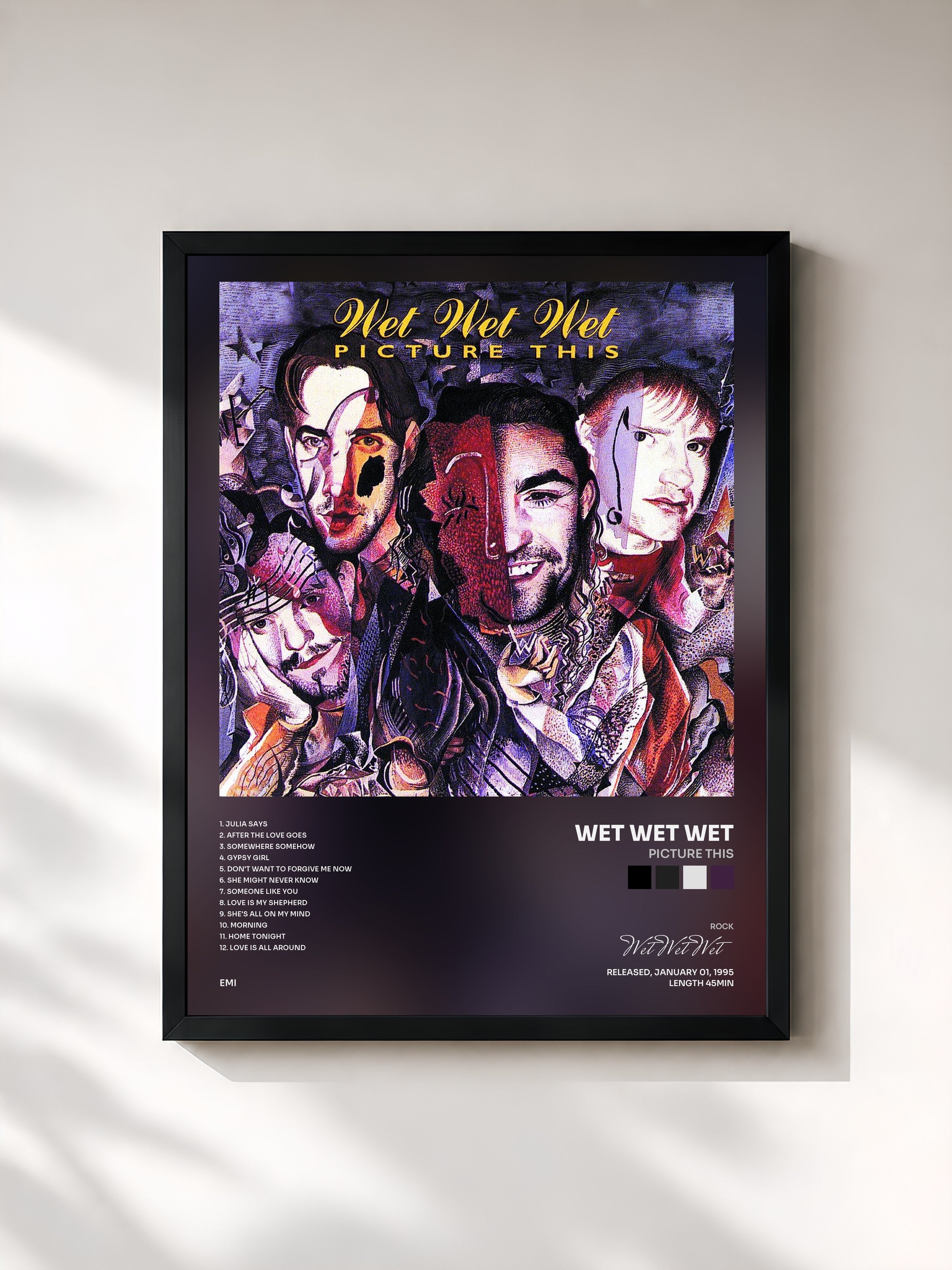 #noir Tableau de l'album Picture This de Wet Wet Wet, cadre noir, imprimé et encadré en France