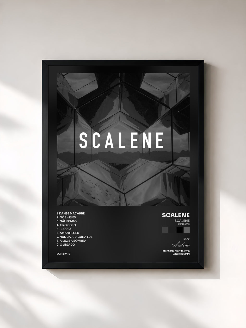 #noir Tableau de l'album Scalene (Superstar): Trajetória de Scalene, cadre noir, imprimé et encadré en France