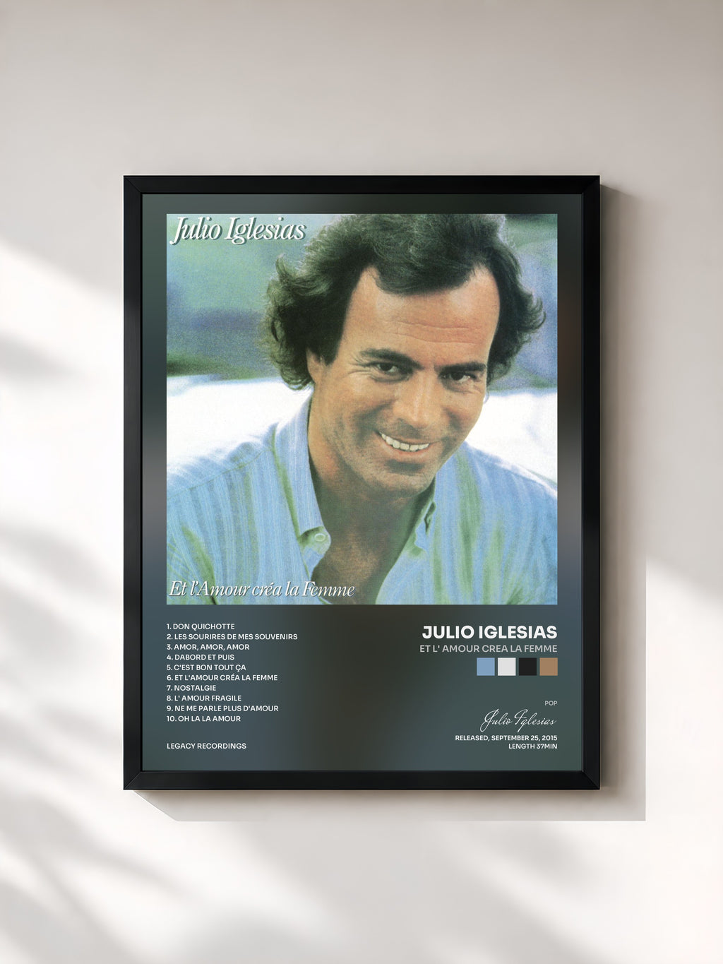 #noir Tableau de l'album Et L' Amour Crea La Femme de Julio Iglesias, cadre noir, imprimé et encadré en France