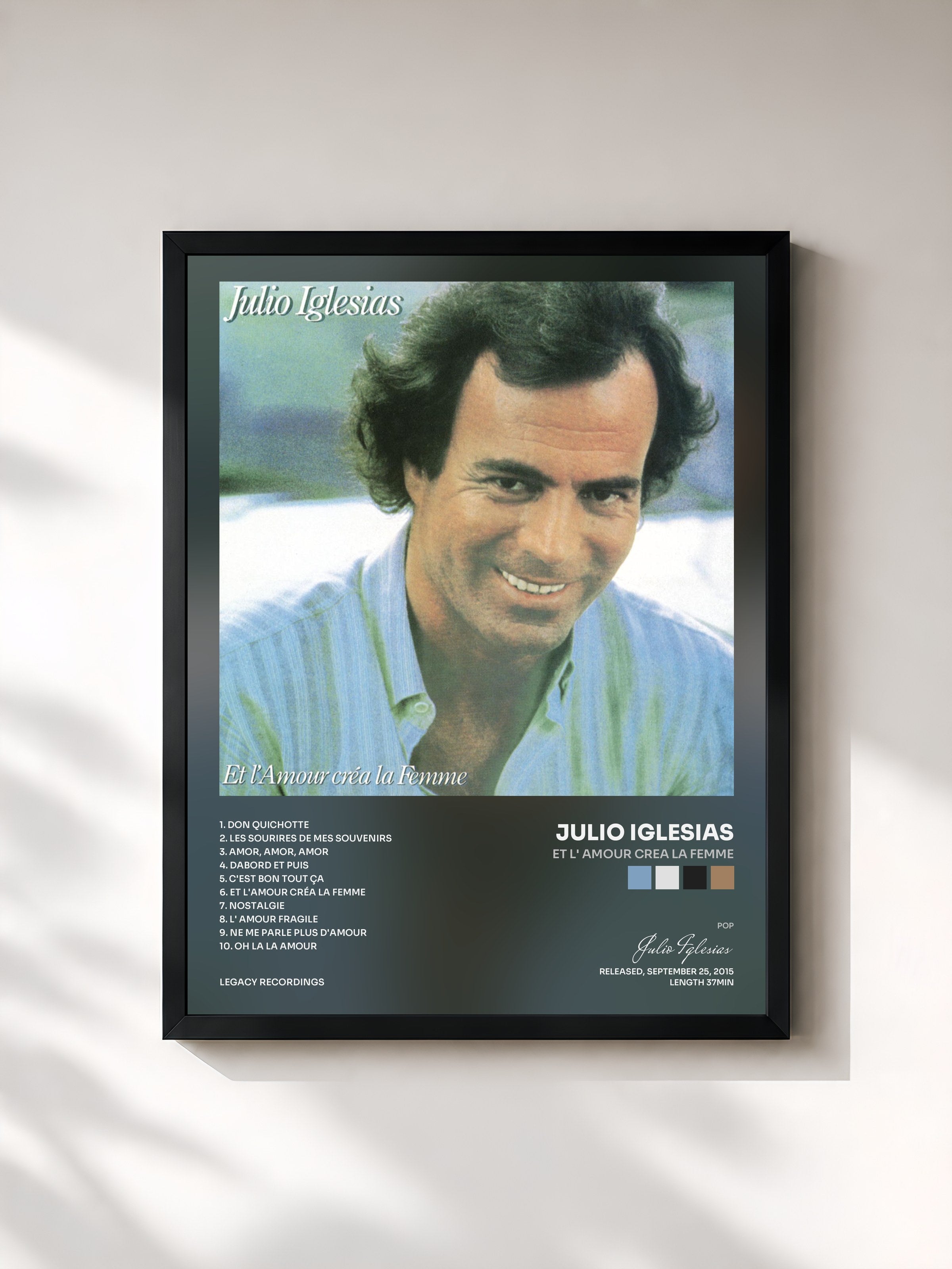 #noir Tableau de l'album Et L' Amour Crea La Femme de Julio Iglesias, cadre noir, imprimé et encadré en France