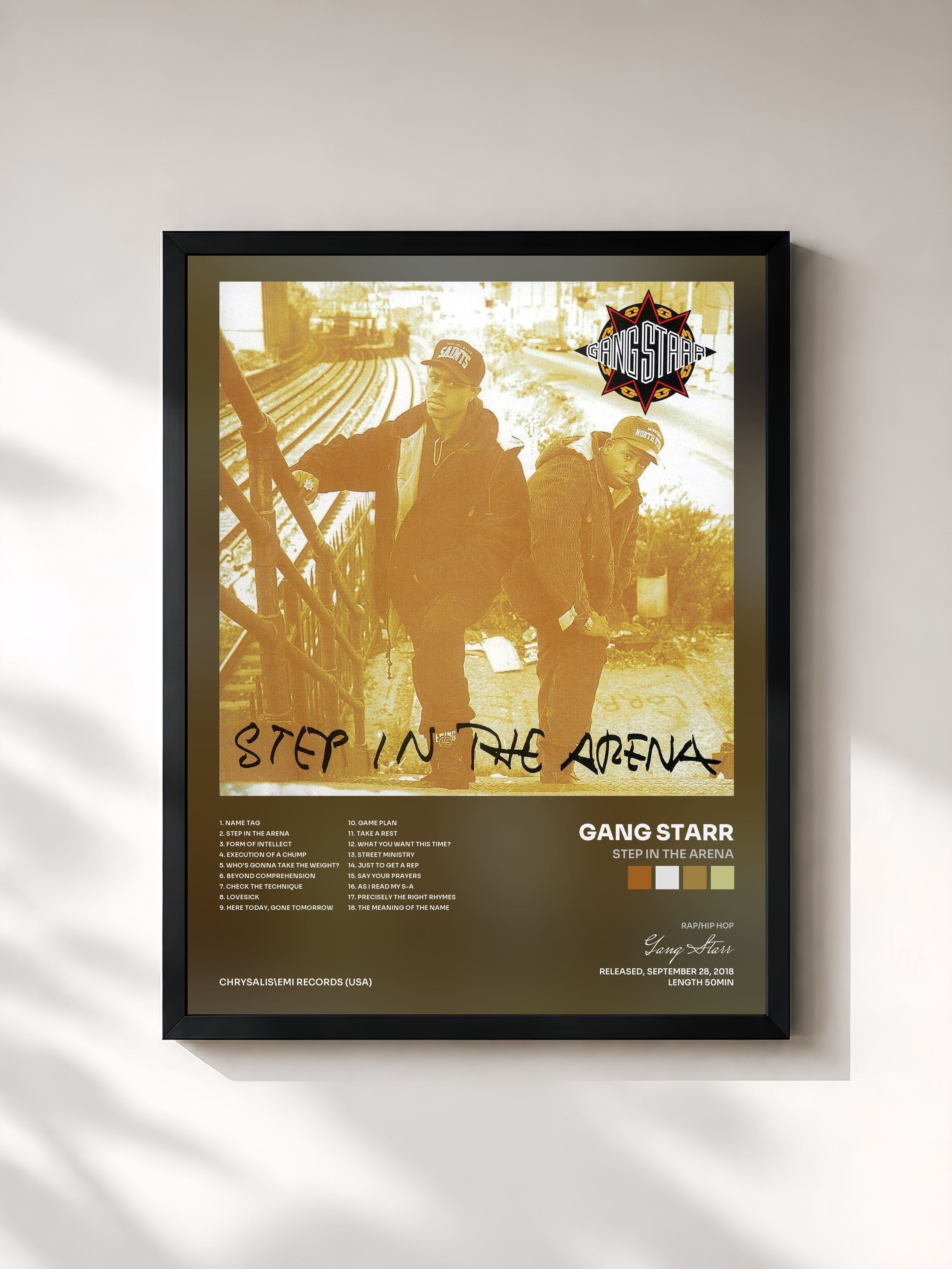 #noir Tableau de l'album Step In The Arena de Gang Starr, cadre noir, imprimé et encadré en France