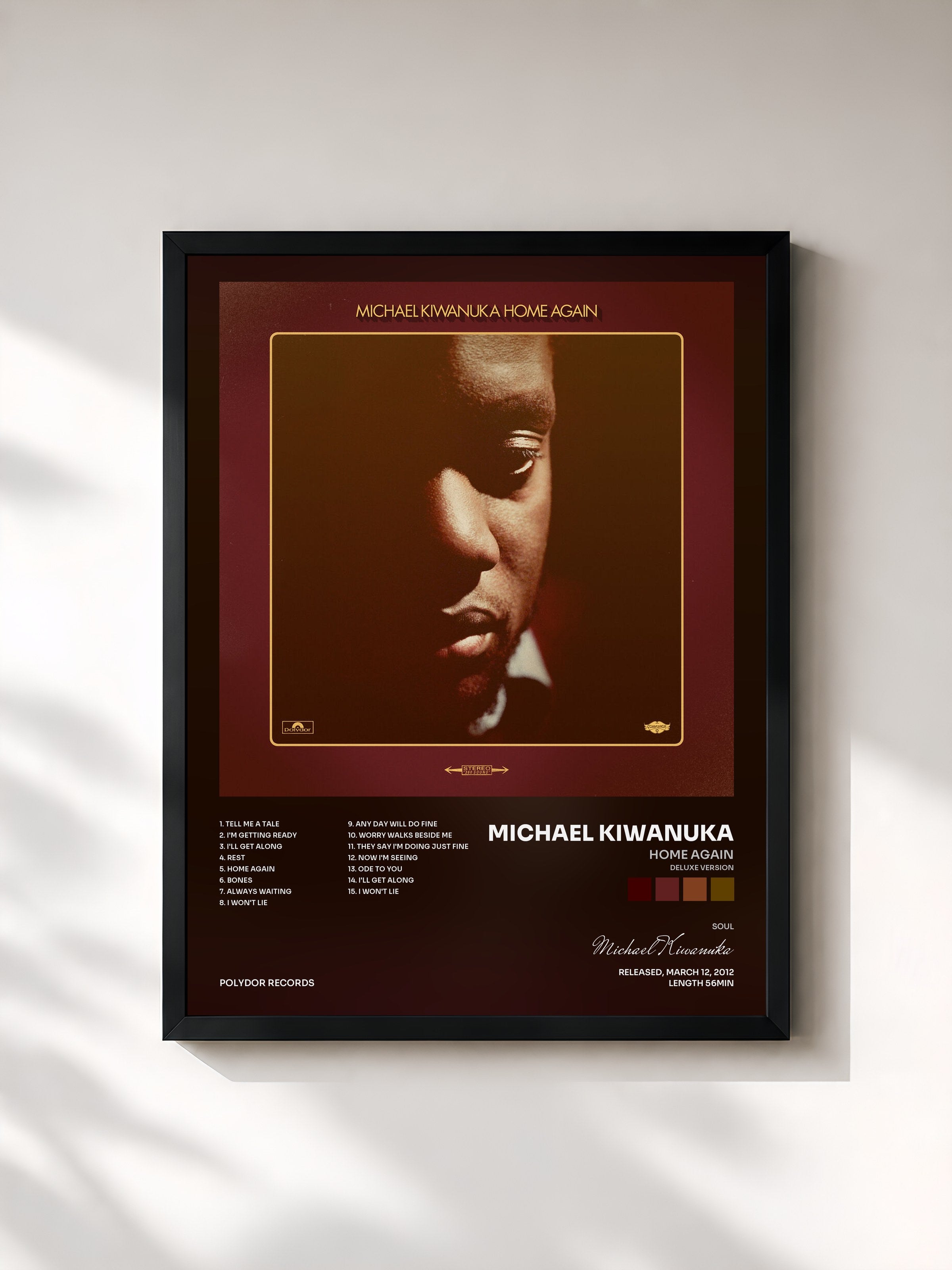 #noir Tableau de l'album Home Again (Deluxe Version) de Michael Kiwanuka, cadre noir, imprimé et encadré en France