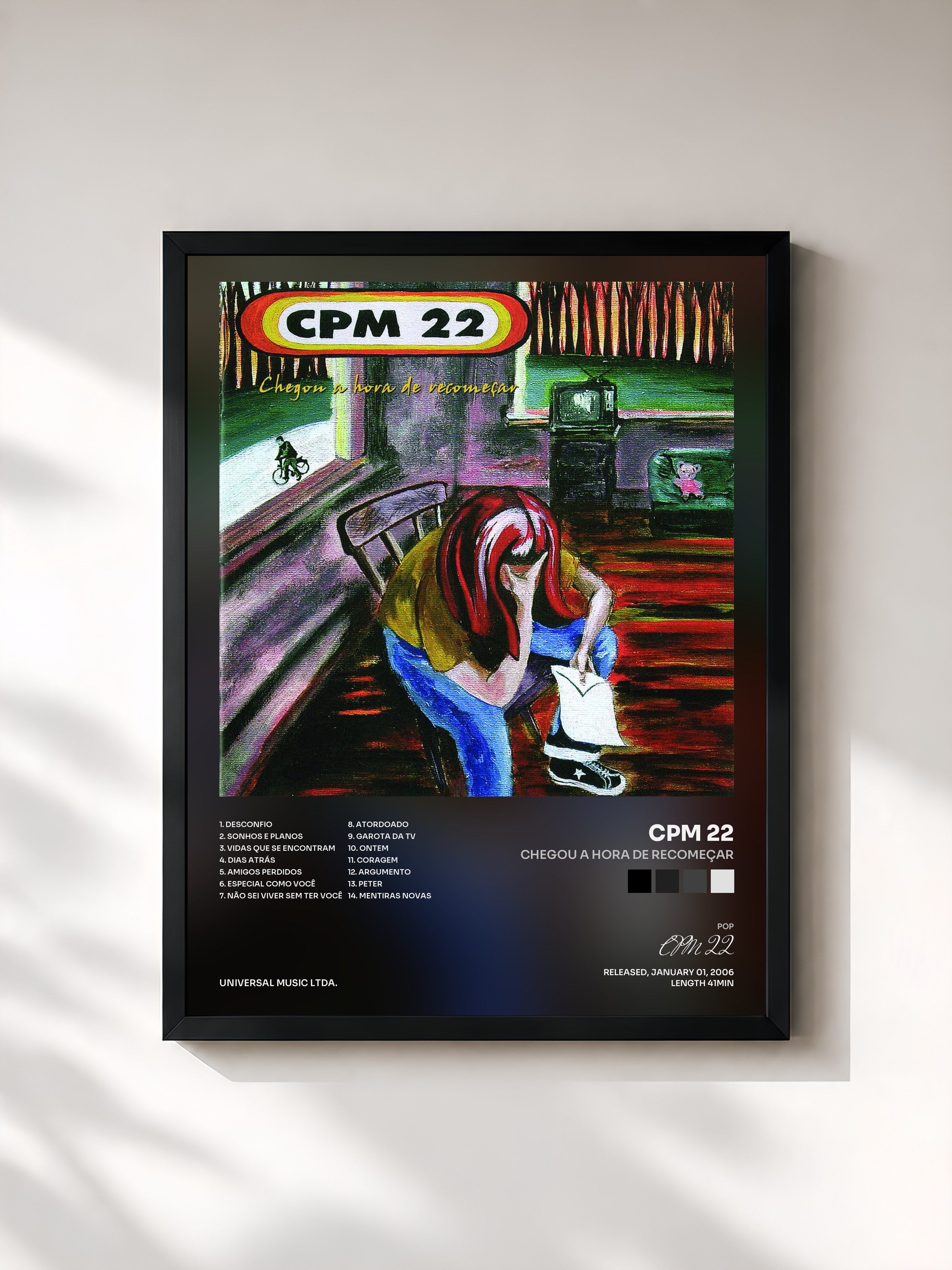 #noir Tableau de l'album Chegou A Hora De Recomeçar de CPM 22, cadre noir, imprimé et encadré en France