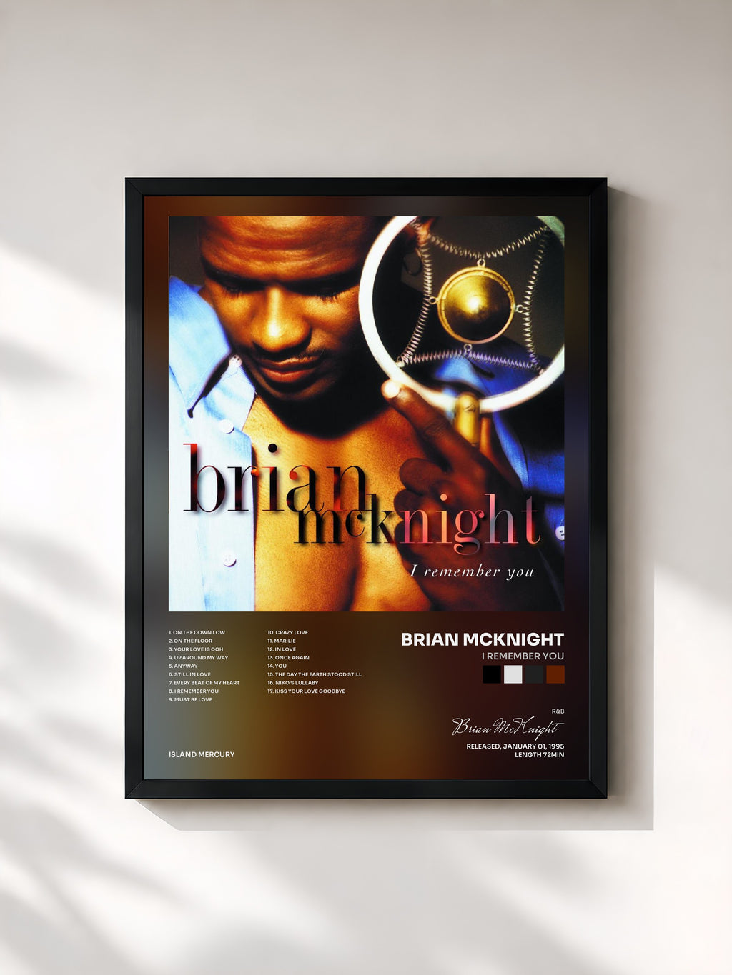 #noir Tableau de l'album I Remember You de Brian McKnight, cadre noir, imprimé et encadré en France
