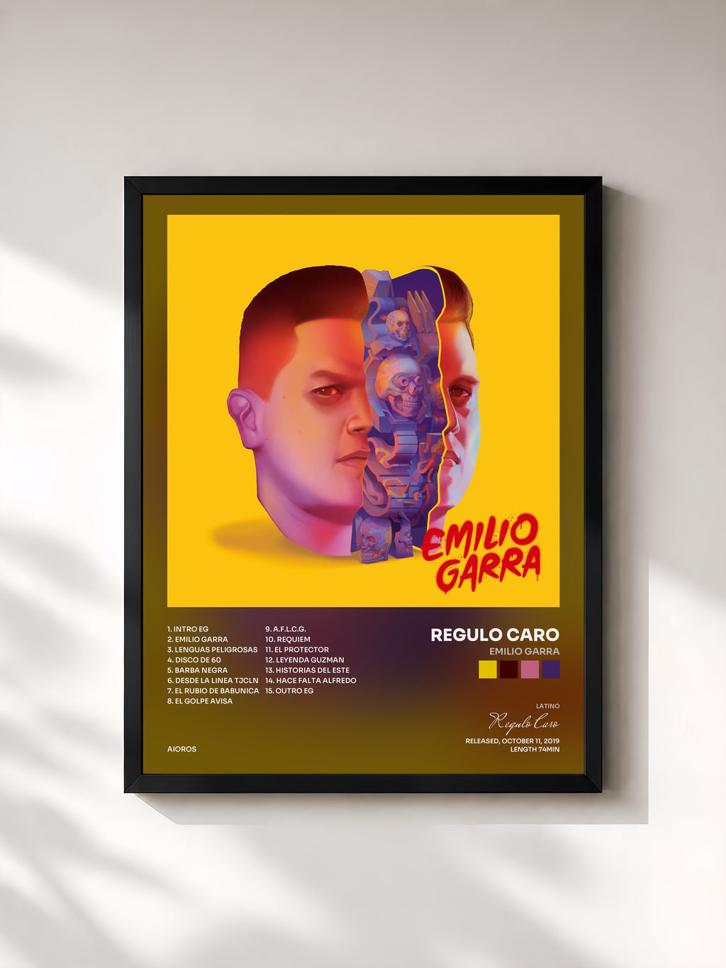 #noir Tableau de l'album Emilio Garra de Regulo Caro, cadre noir, imprimé et encadré en France