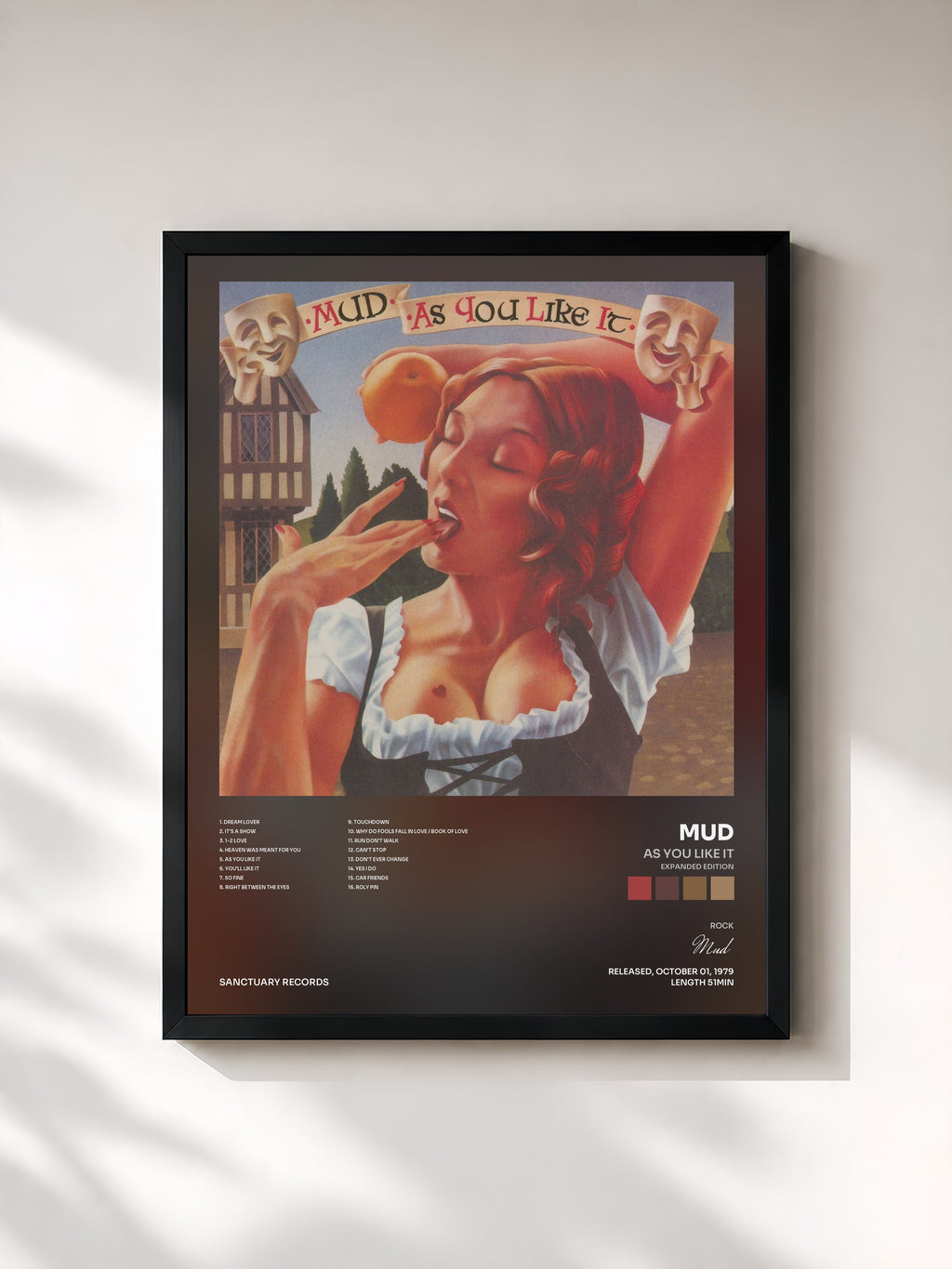 #noir Tableau de l'album As You Like It (Expanded Edition) de Mud, cadre noir, imprimé et encadré en France