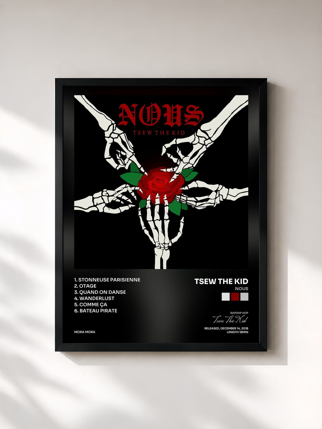 #noir Tableau de l'album Nous de Tsew The Kid, cadre noir, imprimé et encadré en France