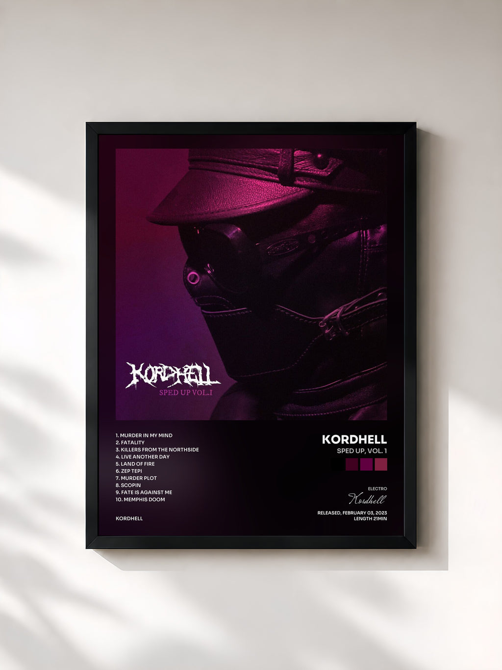 #noir Tableau de l'album Sped Up, Vol. 1 de Kordhell, cadre noir, imprimé et encadré en France