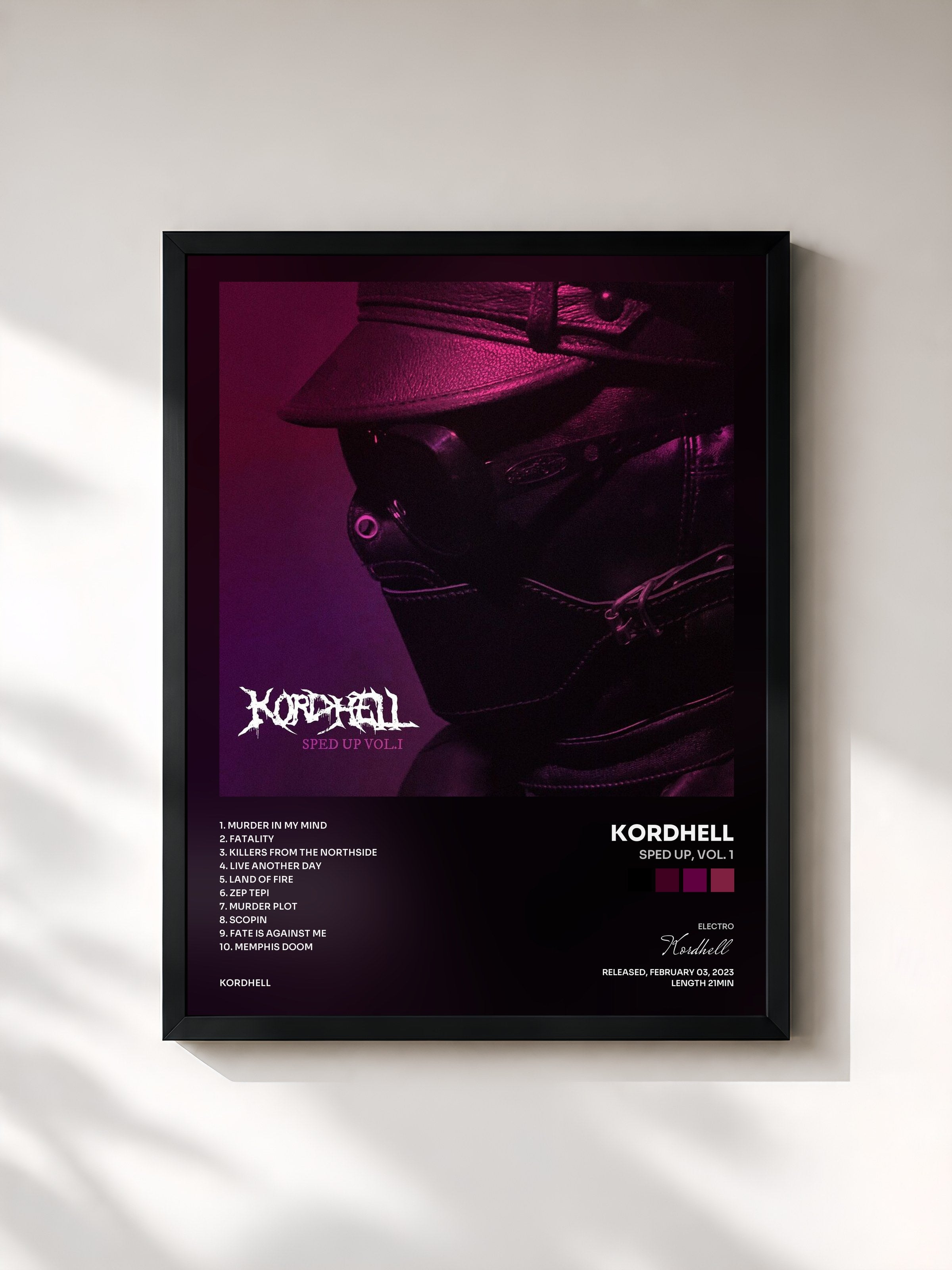 #noir Tableau de l'album Sped Up, Vol. 1 de Kordhell, cadre noir, imprimé et encadré en France