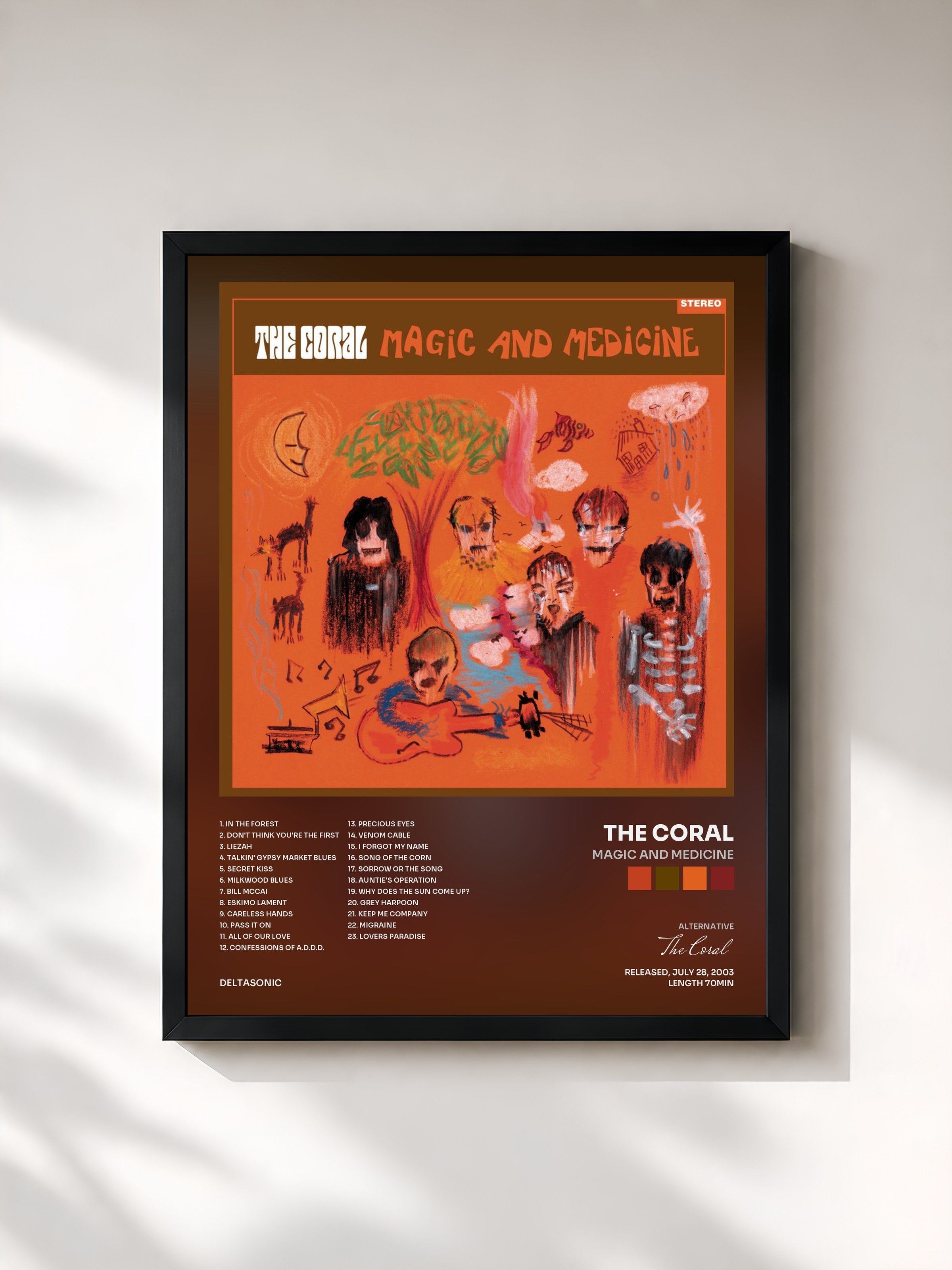 #noir Tableau de l'album Magic And Medicine de The Coral, cadre noir, imprimé et encadré en France