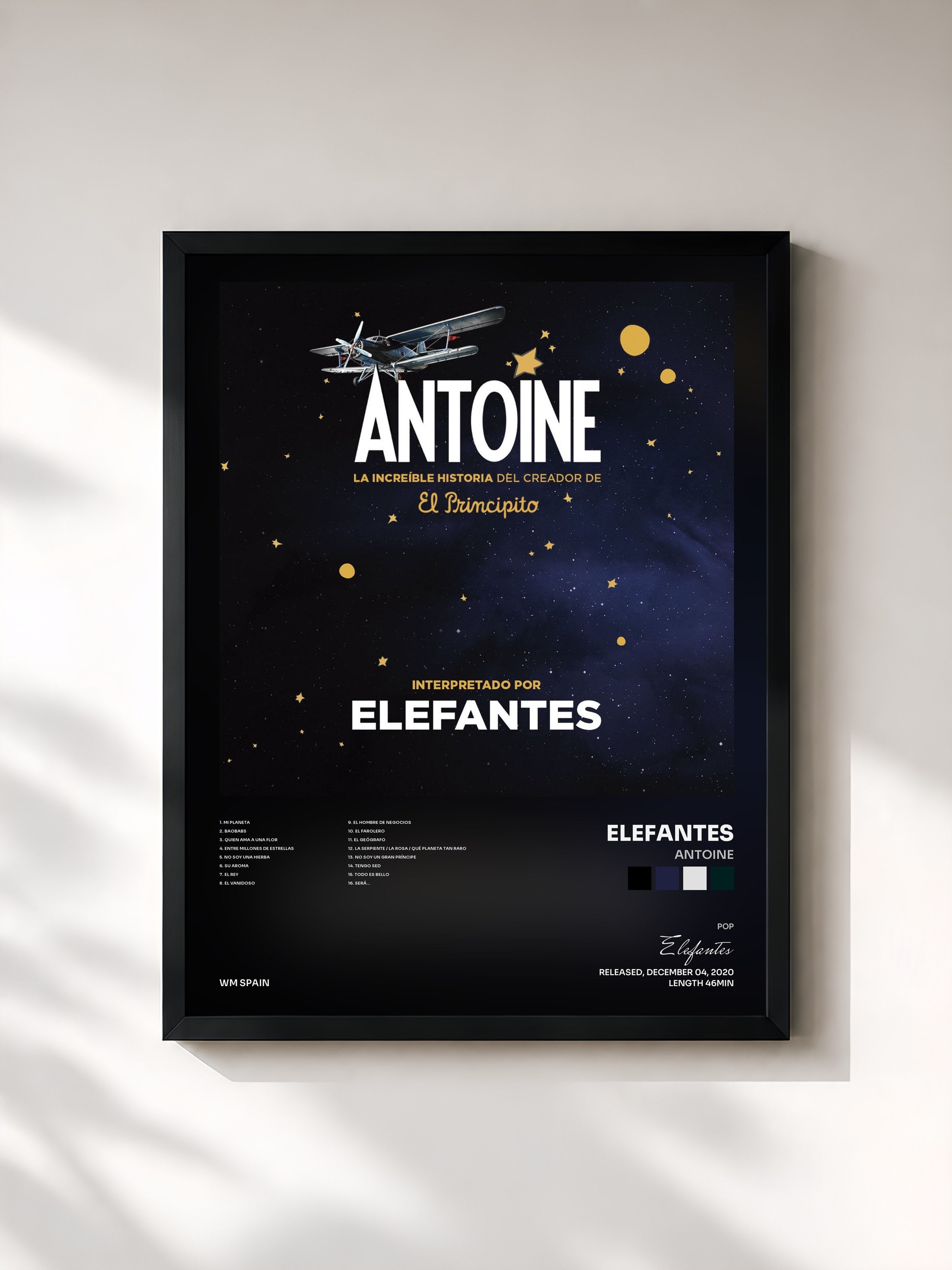 #noir Tableau de l'album Antoine de Elefantes, cadre noir, imprimé et encadré en France
