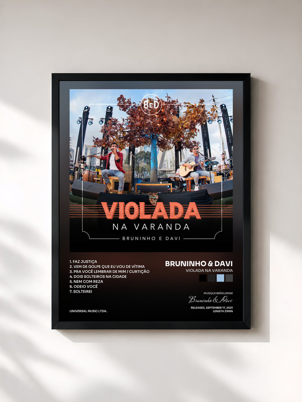 #noir Tableau de l'album Violada Na Varanda de Bruninho & Davi, cadre noir, imprimé et encadré en France
