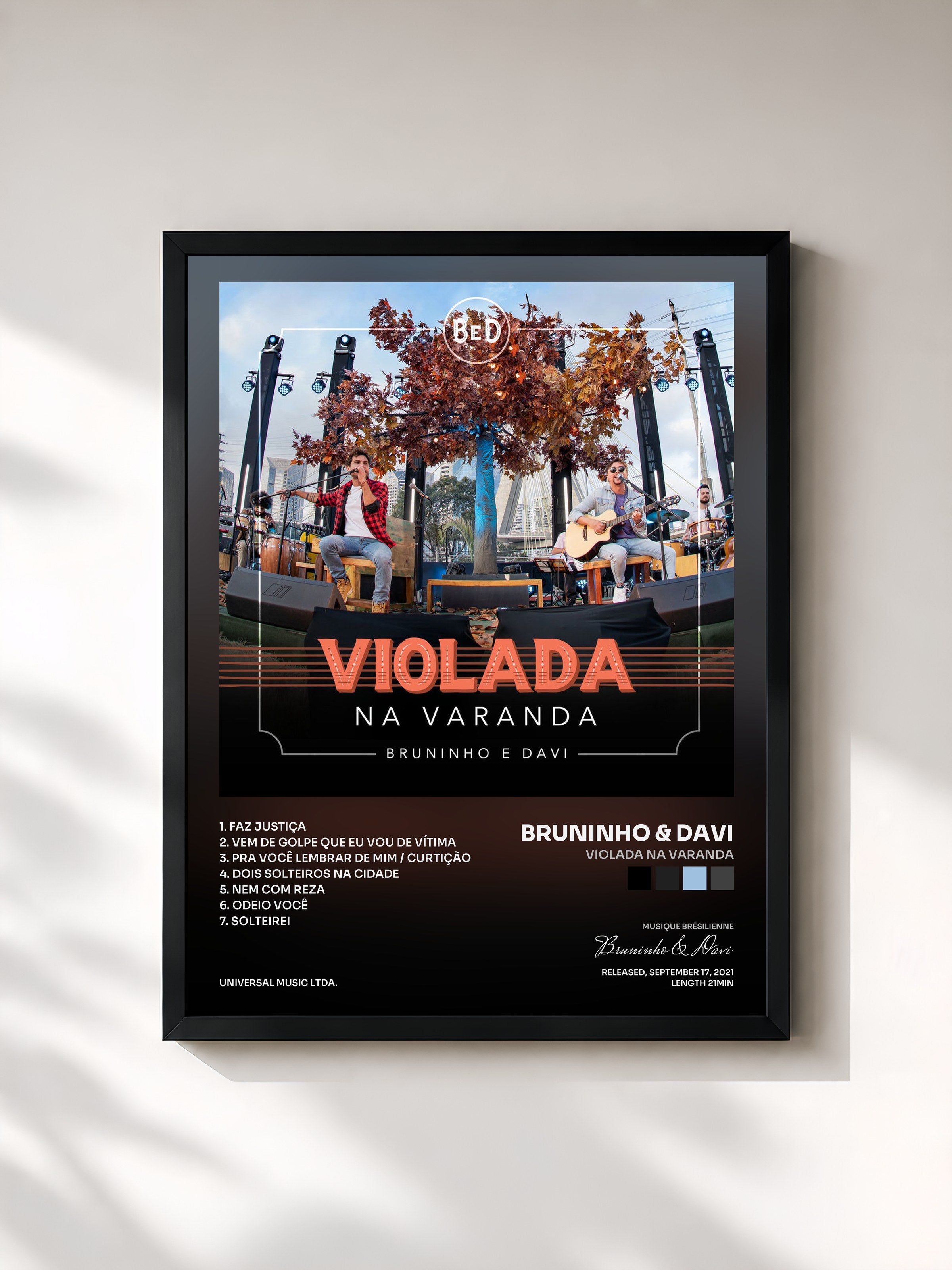 #noir Tableau de l'album Violada Na Varanda de Bruninho & Davi, cadre noir, imprimé et encadré en France