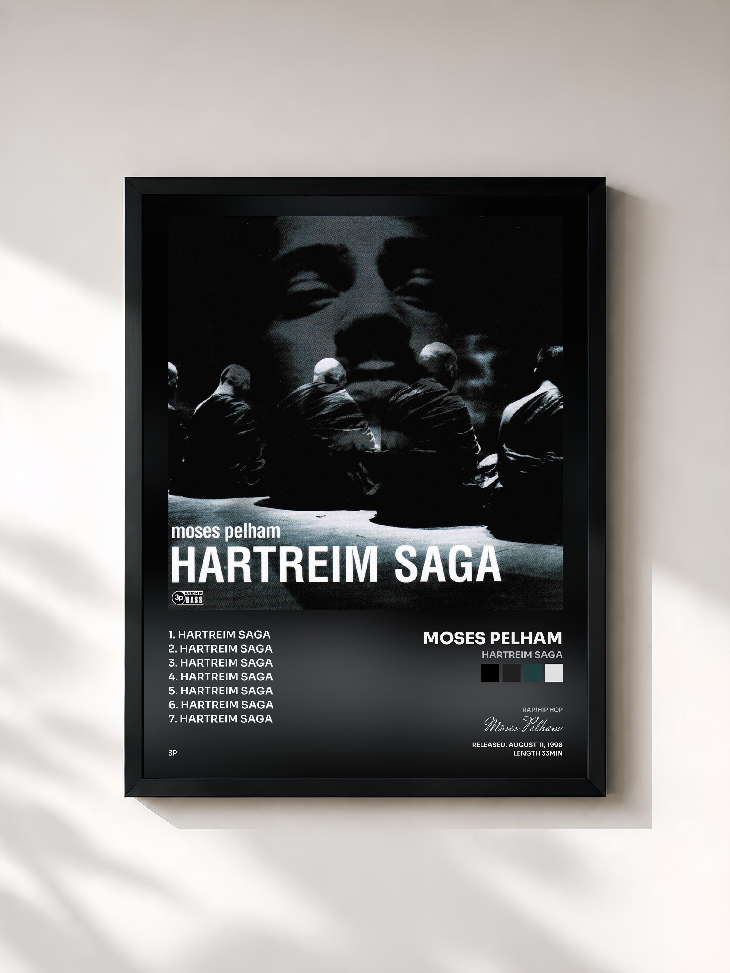 #noir Tableau de l'album Hartreim Saga de Moses Pelham, cadre noir, imprimé et encadré en France