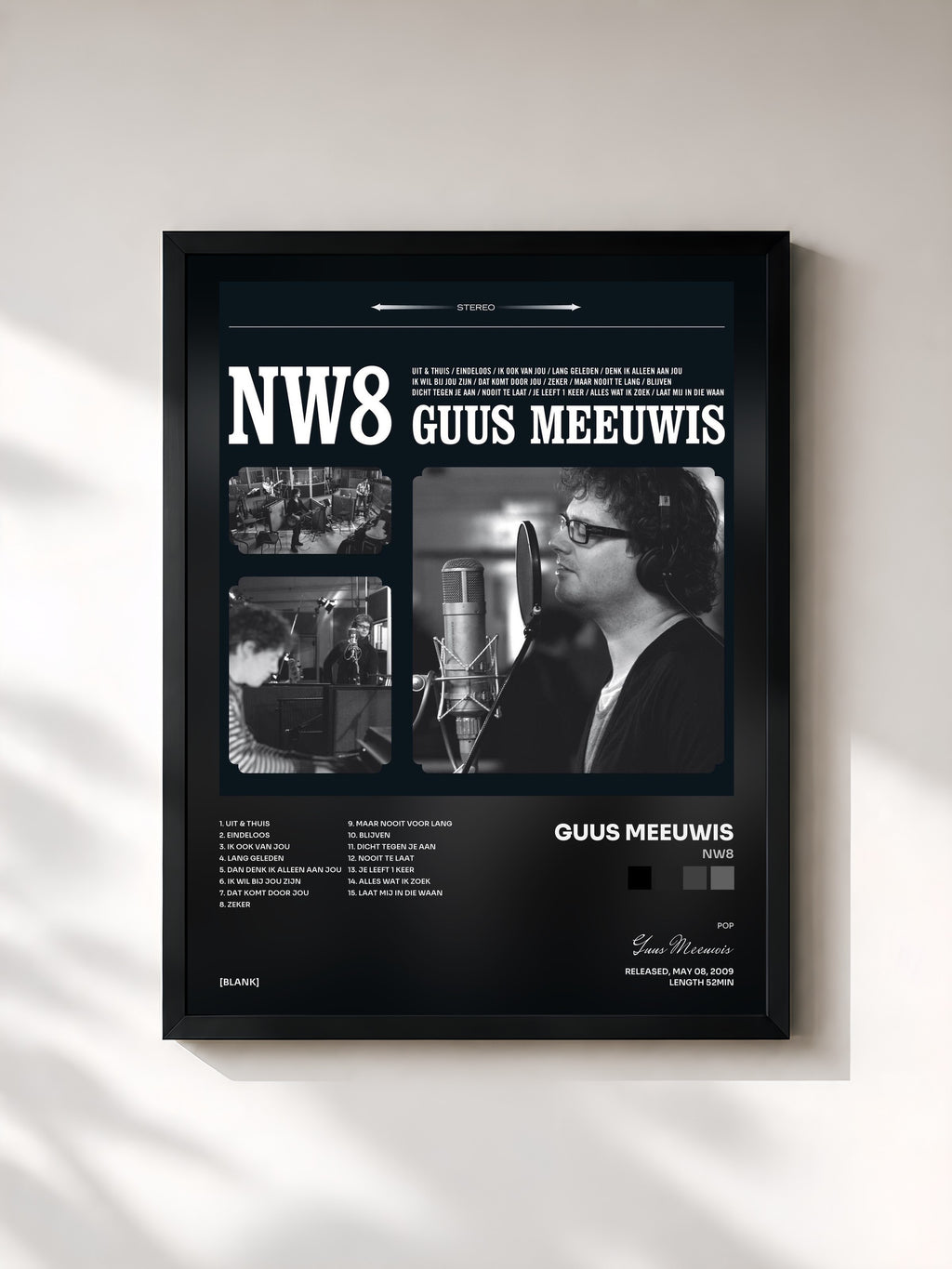 #noir Tableau de l'album NW8 de Guus Meeuwis, cadre noir, imprimé et encadré en France