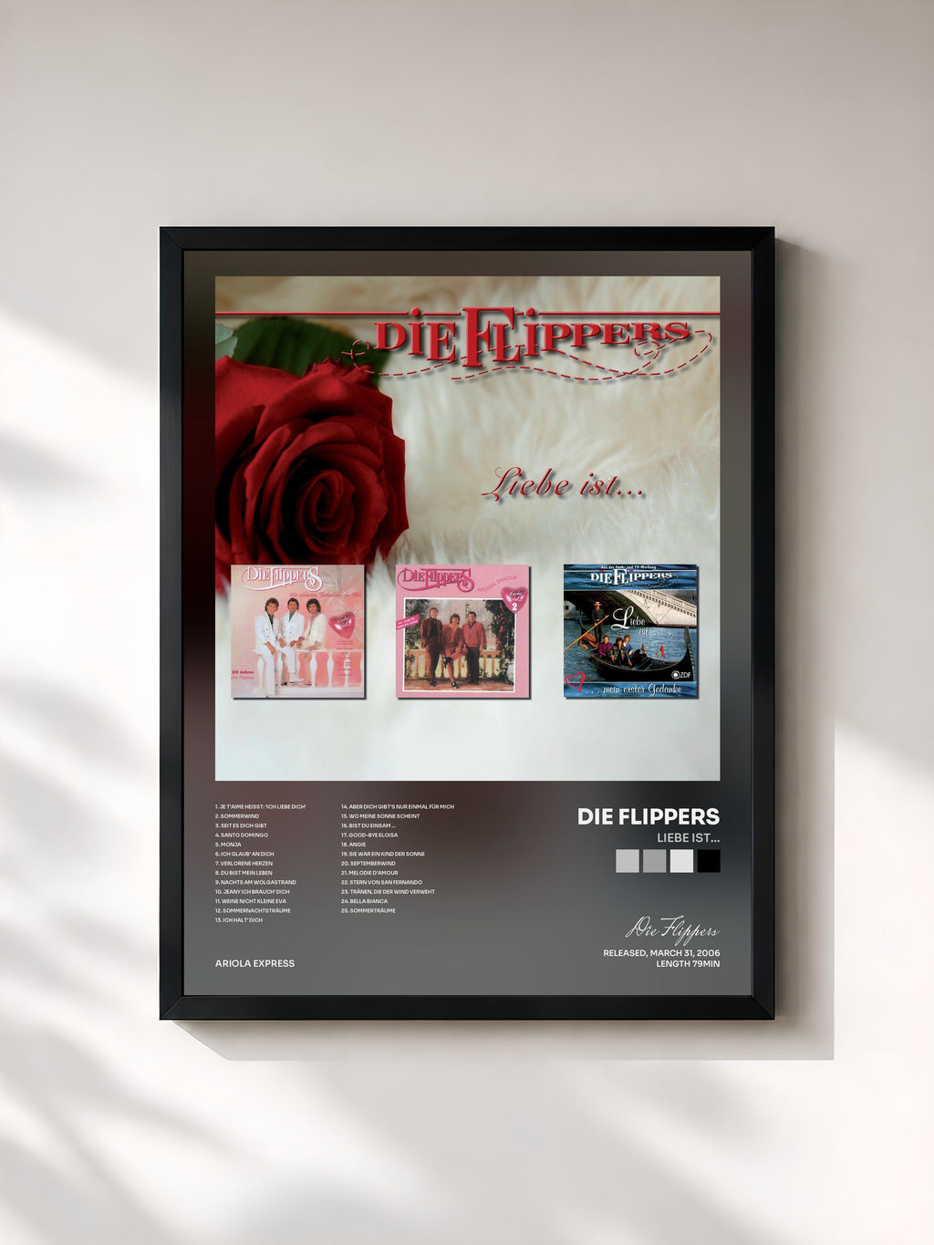 #noir Tableau de l'album Liebe ist... de Die Flippers, cadre noir, imprimé et encadré en France