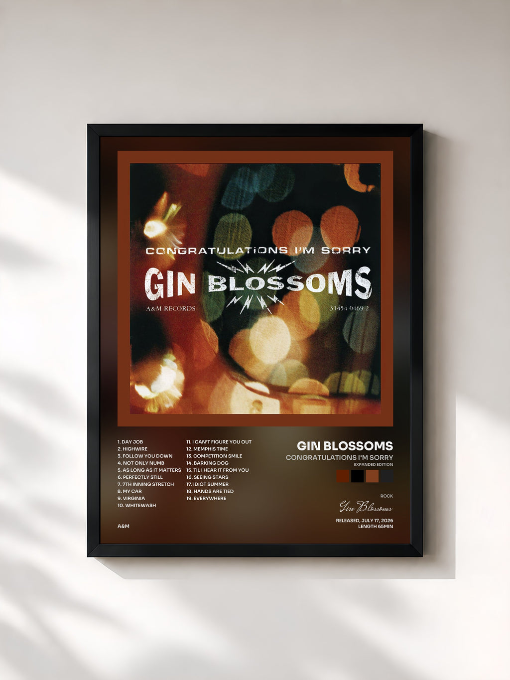 #noir Tableau de l'album Congratulations I'm Sorry (Expanded Edition) de Gin Blossoms, cadre noir, imprimé et encadré en France
