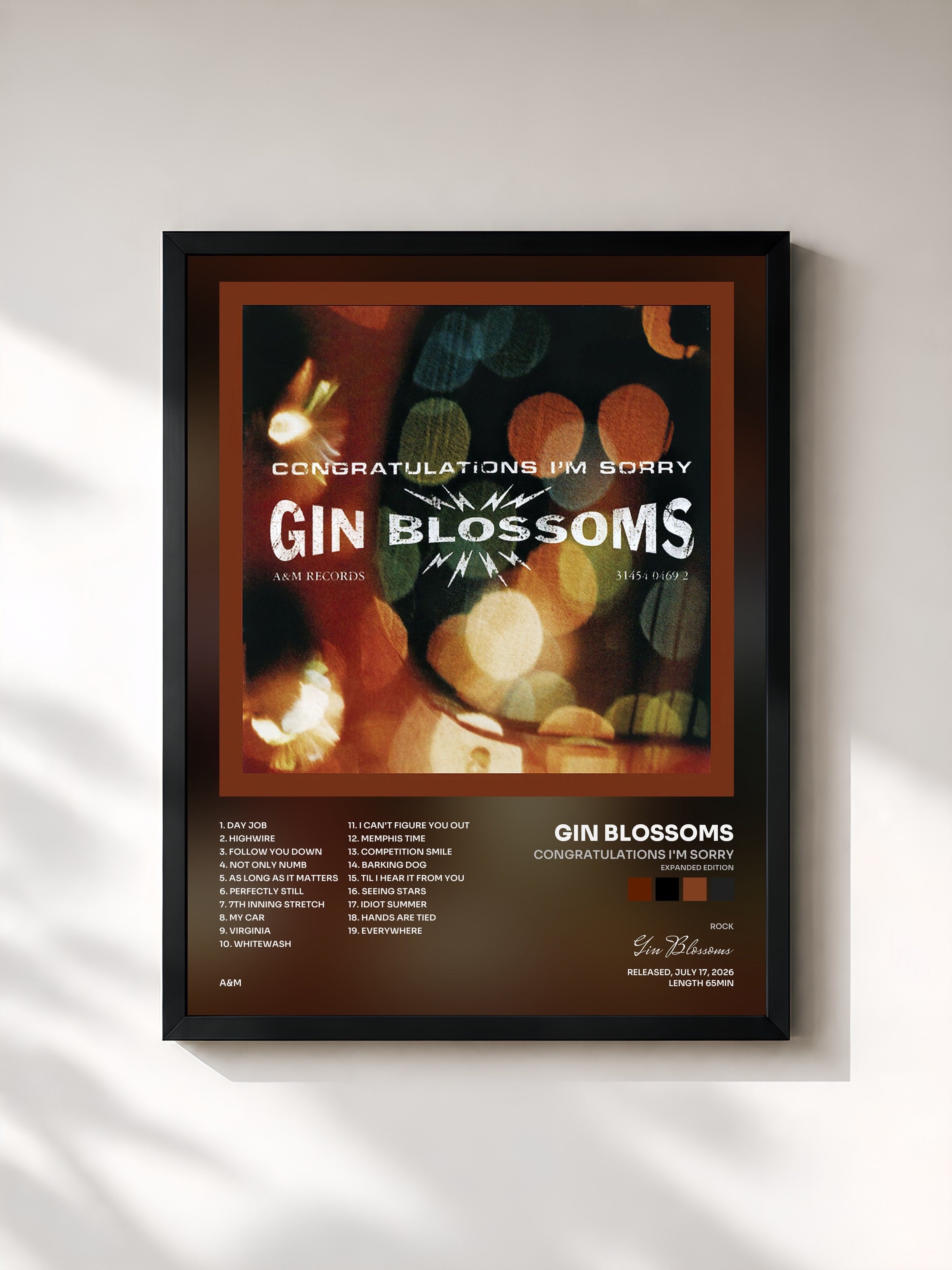 #noir Tableau de l'album Congratulations I'm Sorry (Expanded Edition) de Gin Blossoms, cadre noir, imprimé et encadré en France