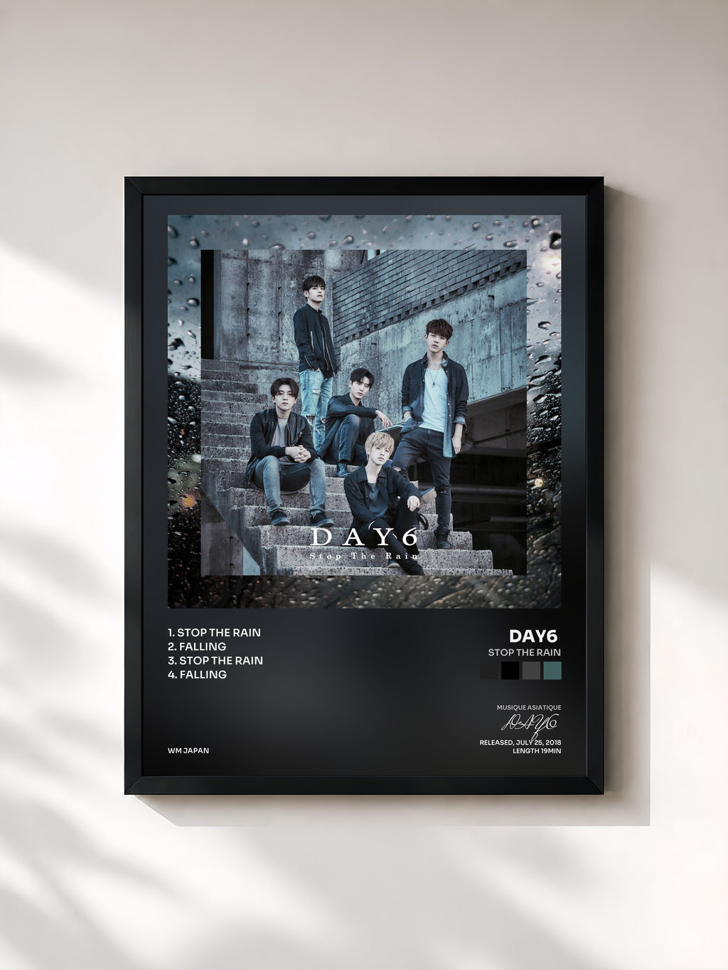 #noir Tableau de l'album Stop The Rain de DAY6 , cadre noir, imprimé et encadré en France