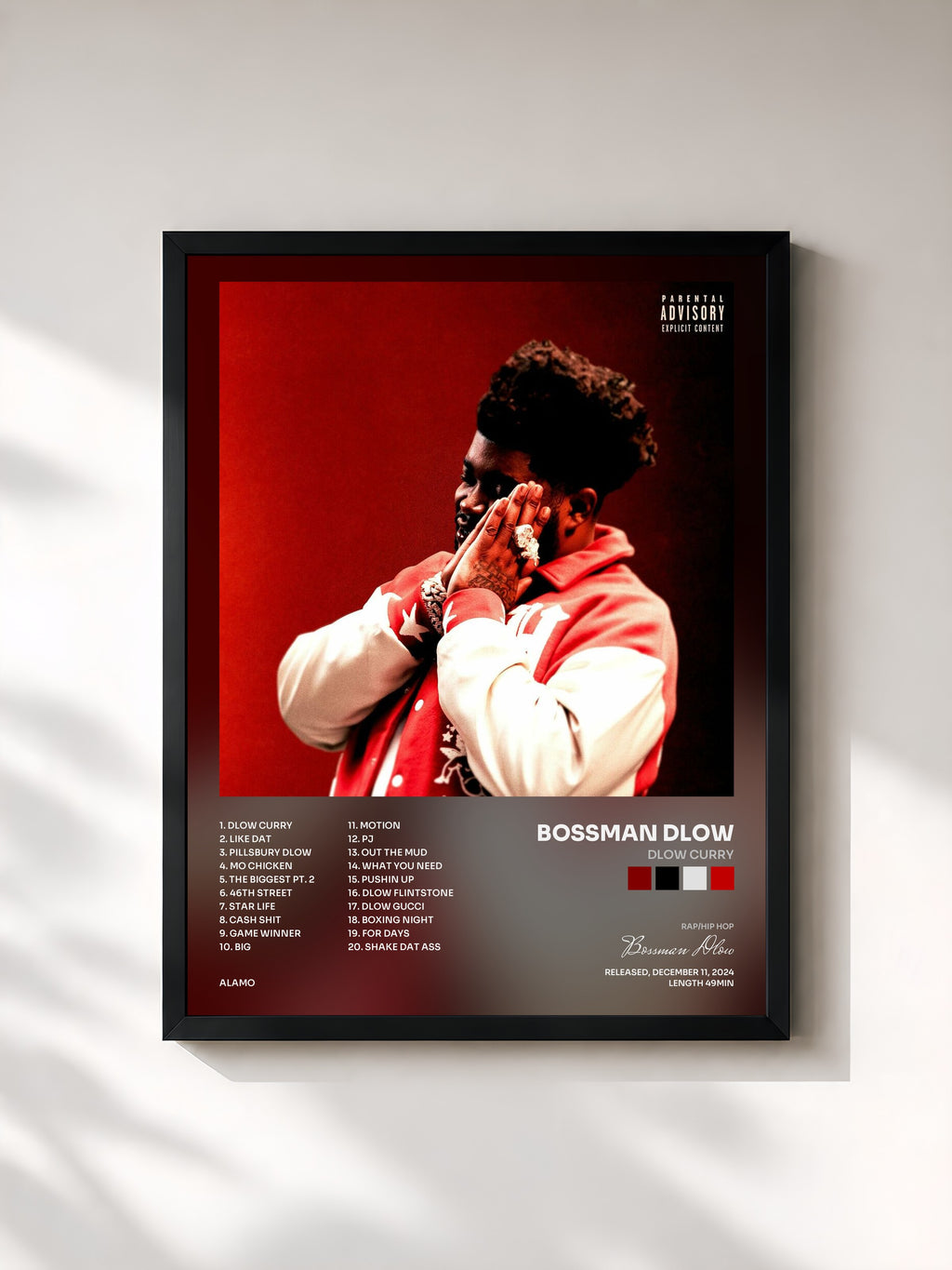 #noir Tableau de l'album Dlow Curry de Bossman Dlow, cadre noir, imprimé et encadré en France