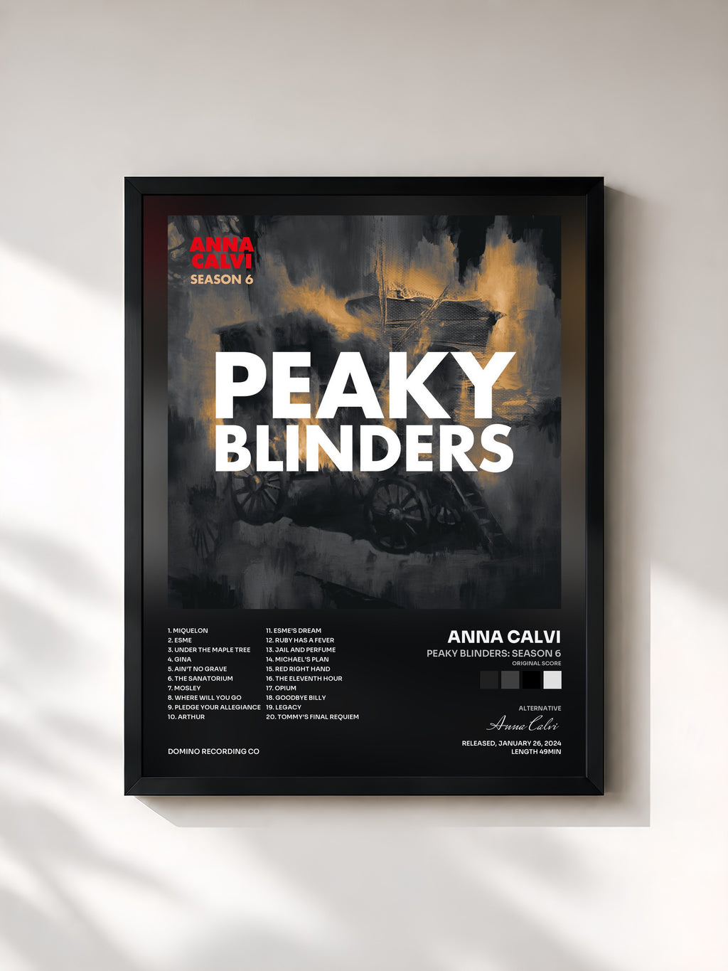 #noir Tableau de l'album Peaky Blinders: Season 6 (Original Score) de Anna Calvi, cadre noir, imprimé et encadré en France