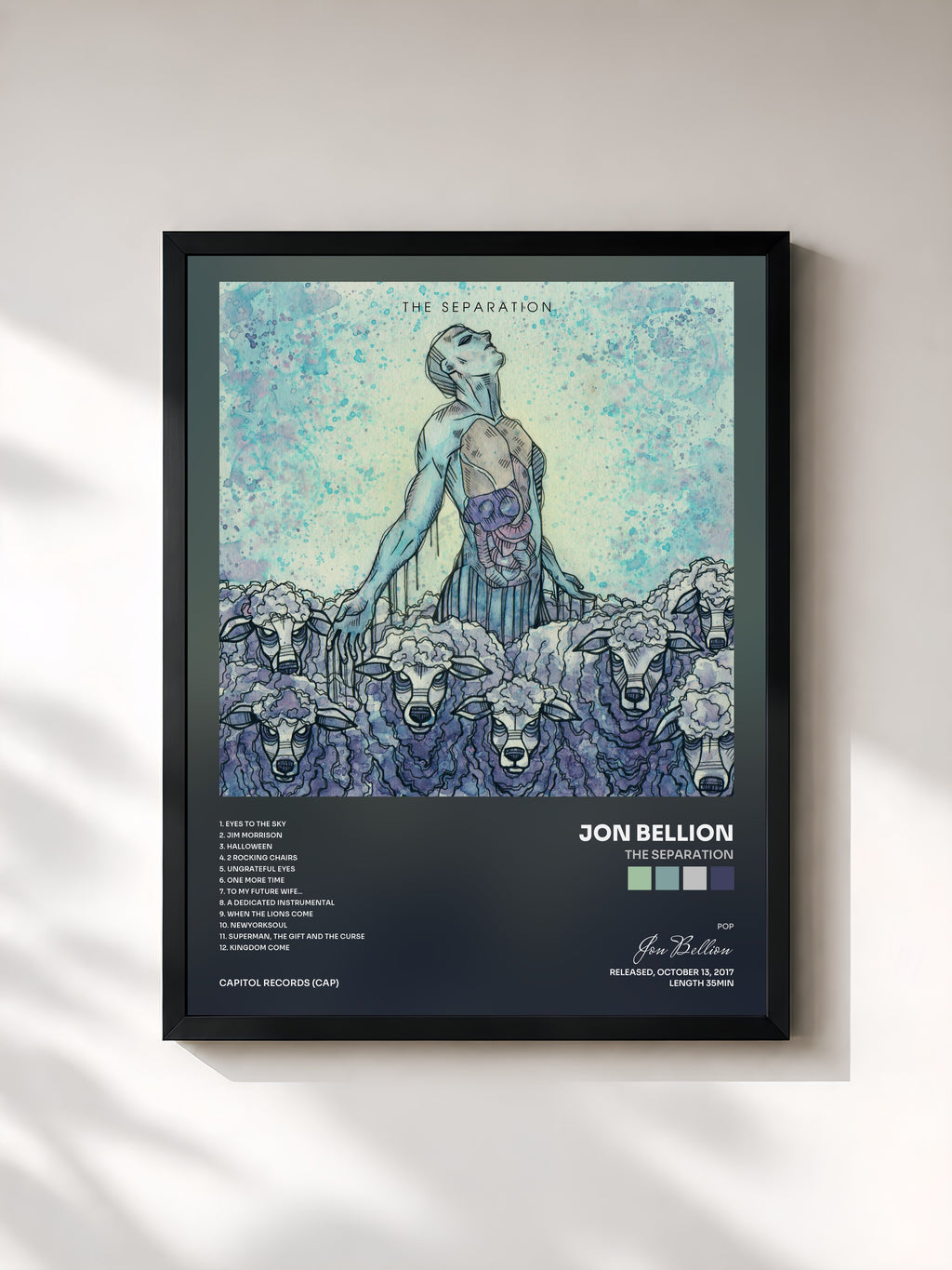 #noir Tableau de l'album The Separation de Jon Bellion, cadre noir, imprimé et encadré en France