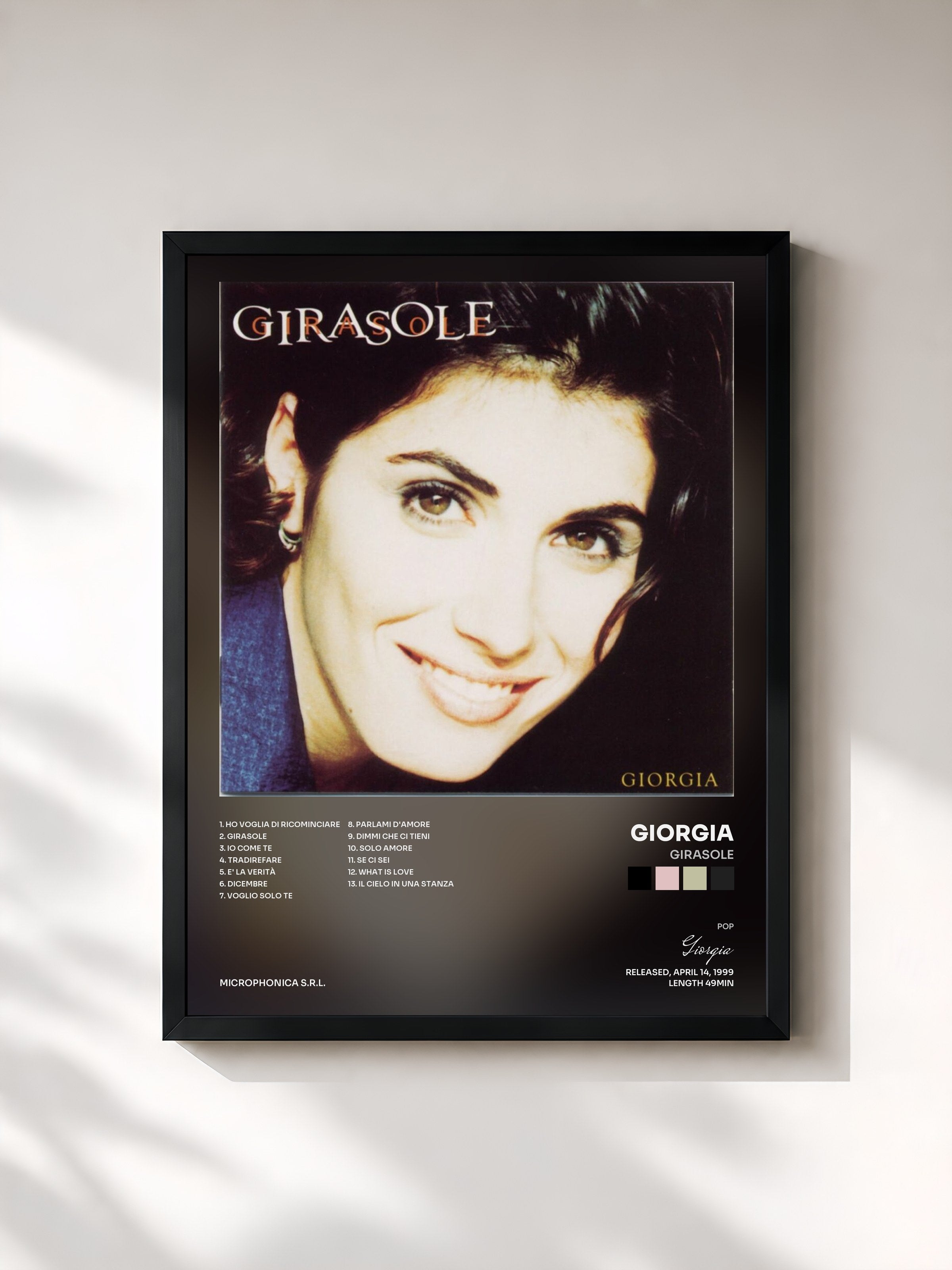 #noir Tableau de l'album Girasole de Giorgia, cadre noir, imprimé et encadré en France