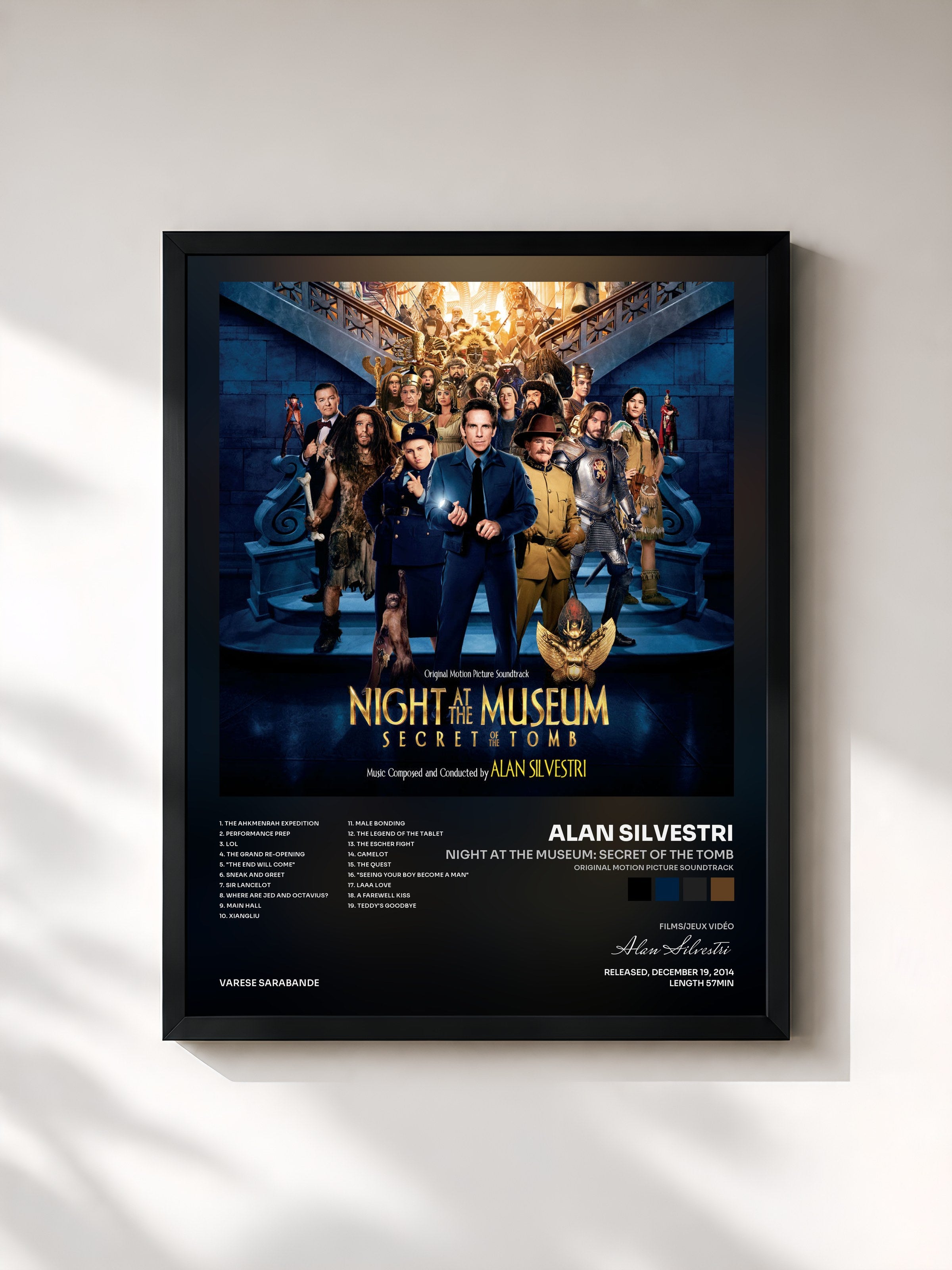 #noir Tableau de l'album Night At The Museum: Secret Of The Tomb (Original Motion Picture Soundtrack) de Alan Silvestri, cadre noir, imprimé et encadré en France
