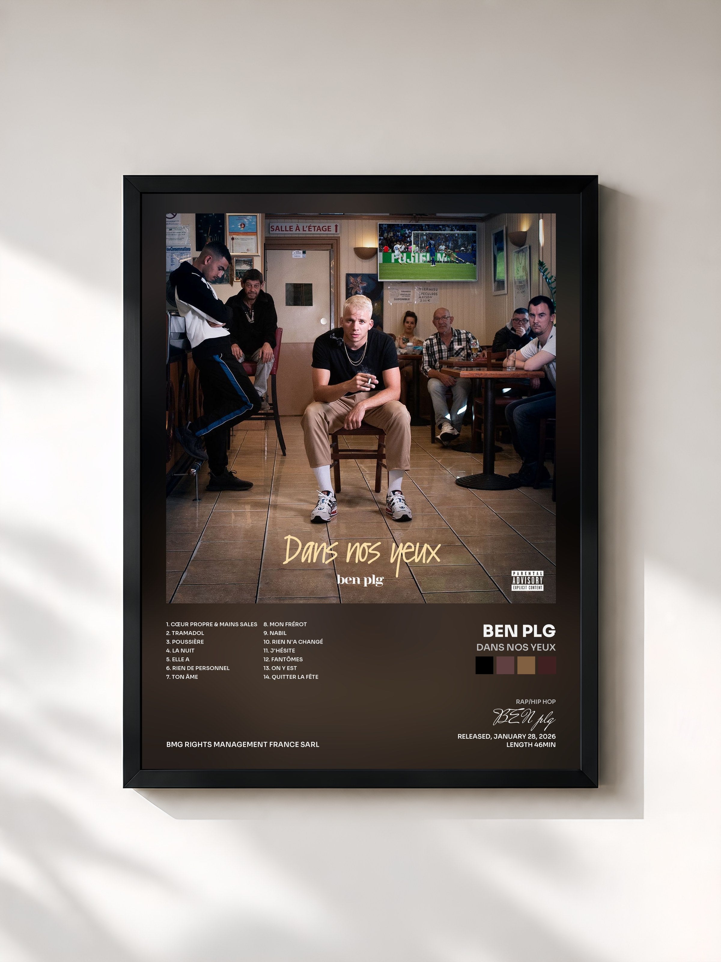 #noir Tableau de l'album Dans nos yeux de BEN plg, cadre noir, imprimé et encadré en France