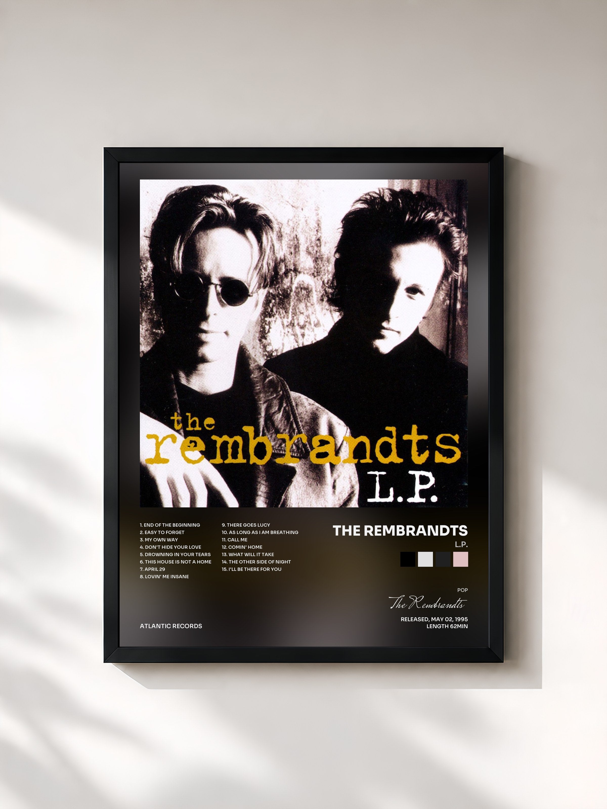 #noir Tableau de l'album L.P. de The Rembrandts, cadre noir, imprimé et encadré en France