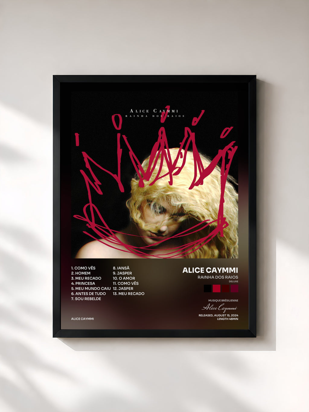 #noir Tableau de l'album Rainha dos Raios (Deluxe) de Alice Caymmi, cadre noir, imprimé et encadré en France